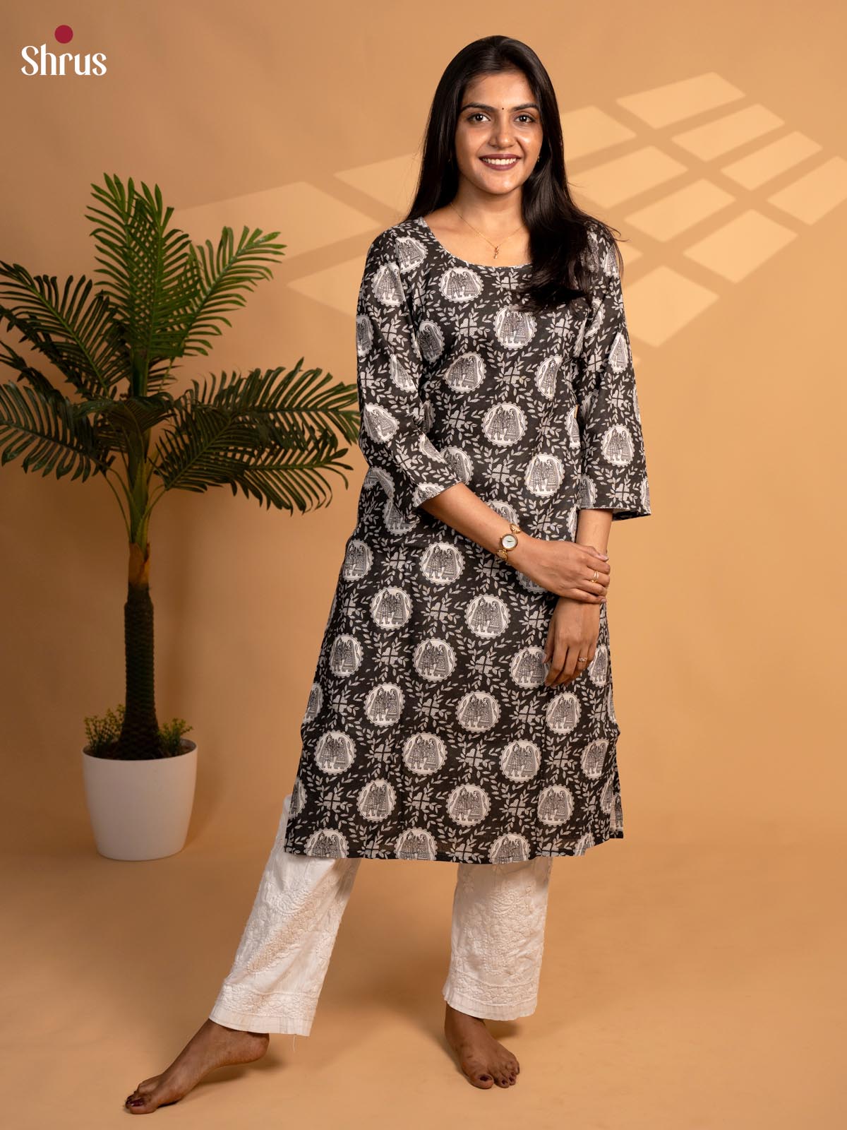 Brown - Readymade Kurti - Shop on ShrusEternity.com