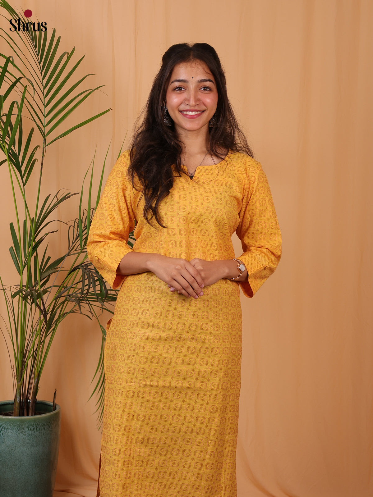 Mustard -pattern Readymade kurti - Shop on ShrusEternity.com