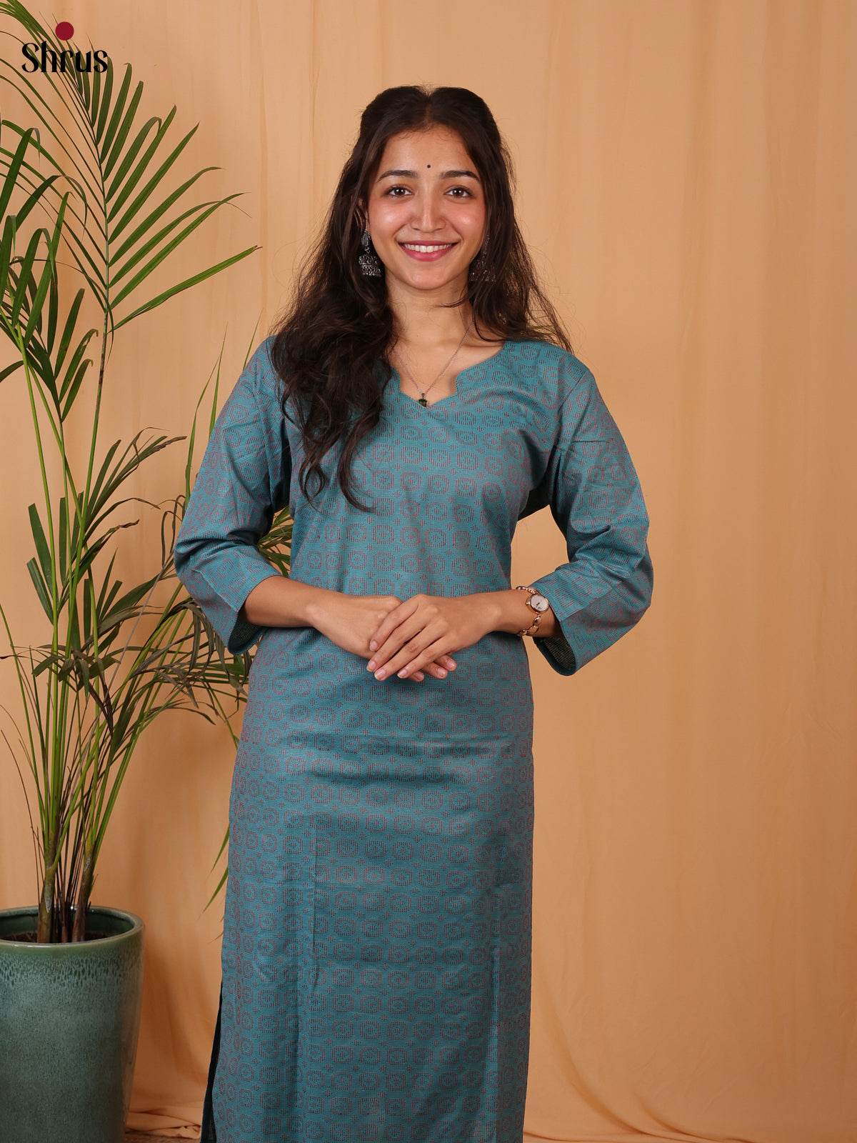 Blue - pattern Readymade kurti - Shop on ShrusEternity.com
