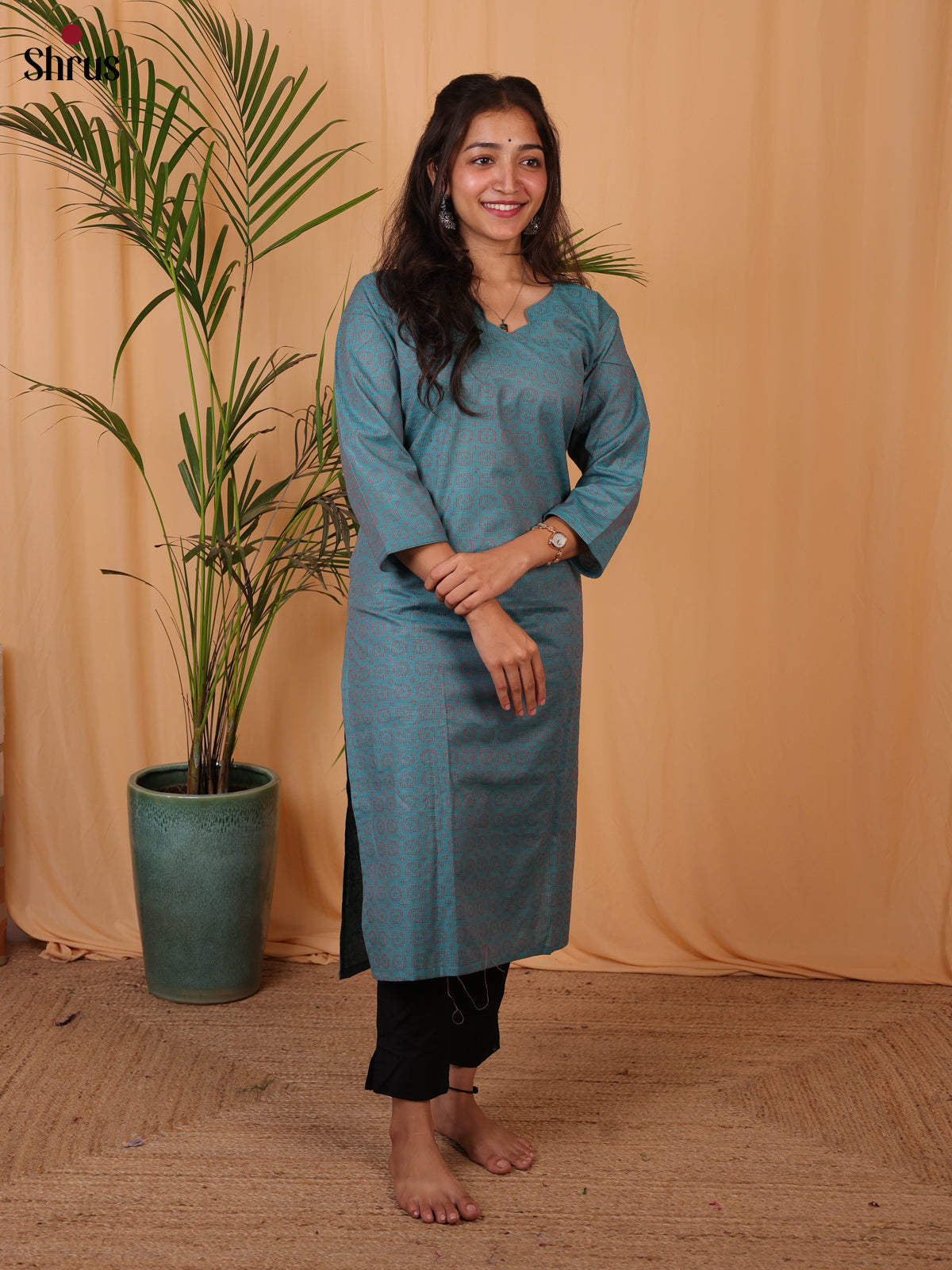 Blue - pattern Readymade kurti - Shop on ShrusEternity.com