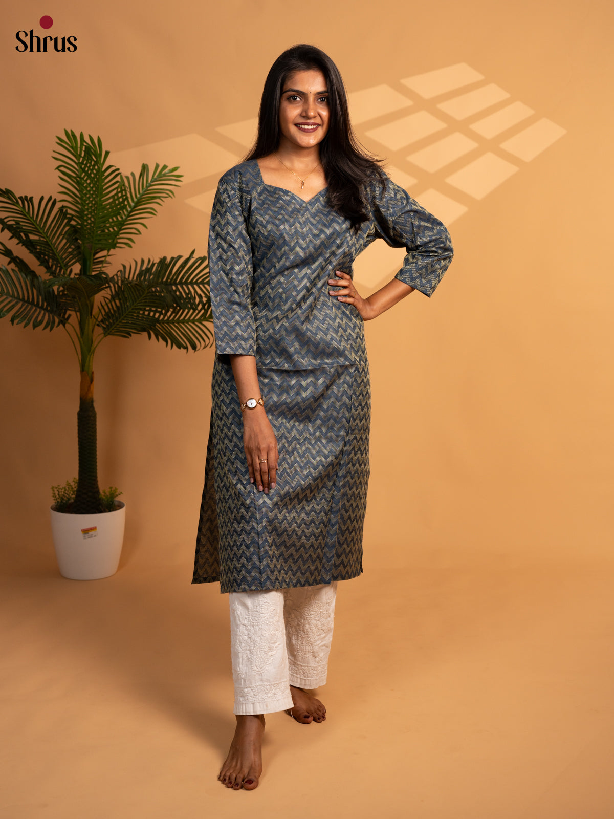 Blue- Readymade Kurti - Shop on ShrusEternity.com