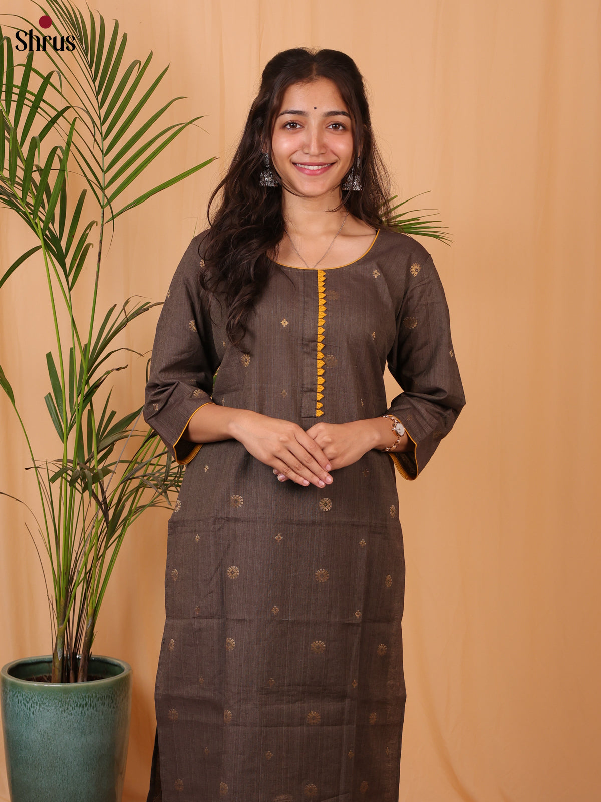 Brown - Readymade kurti - Shop on ShrusEternity.com