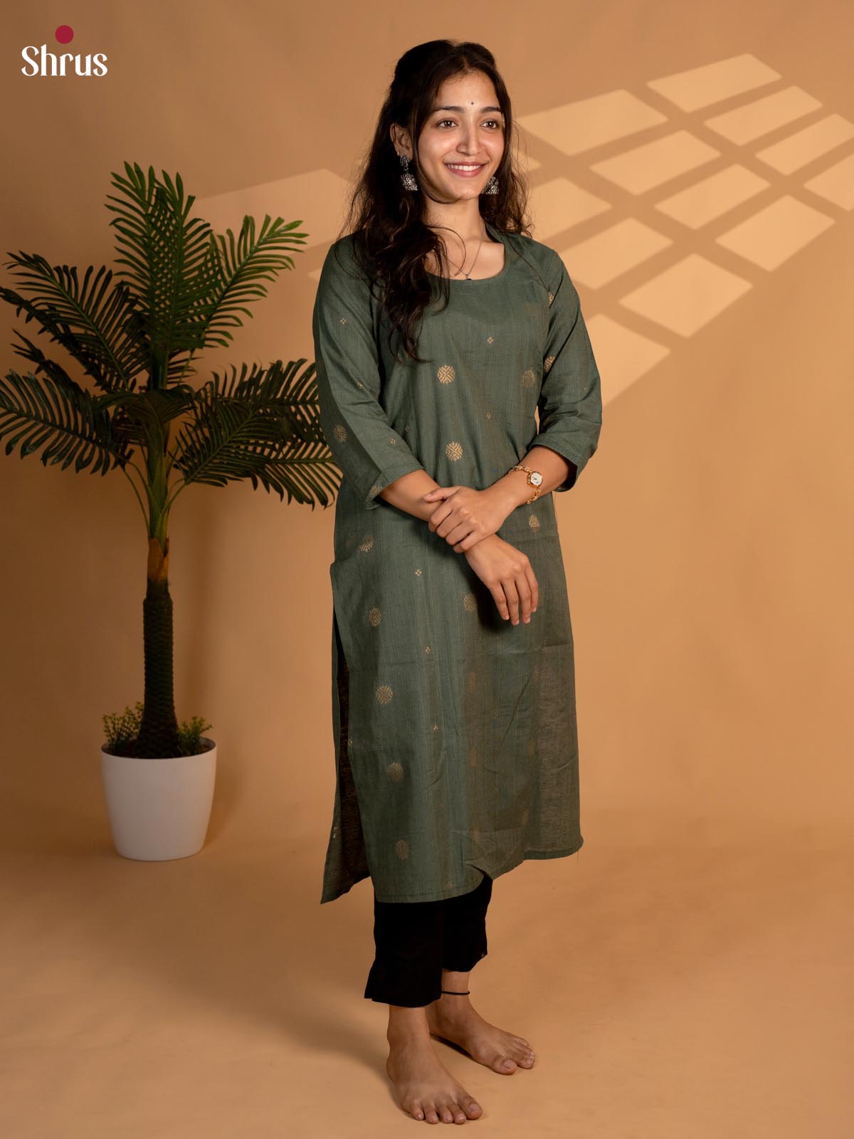 Grey - Readymade Kurti - Shop on ShrusEternity.com
