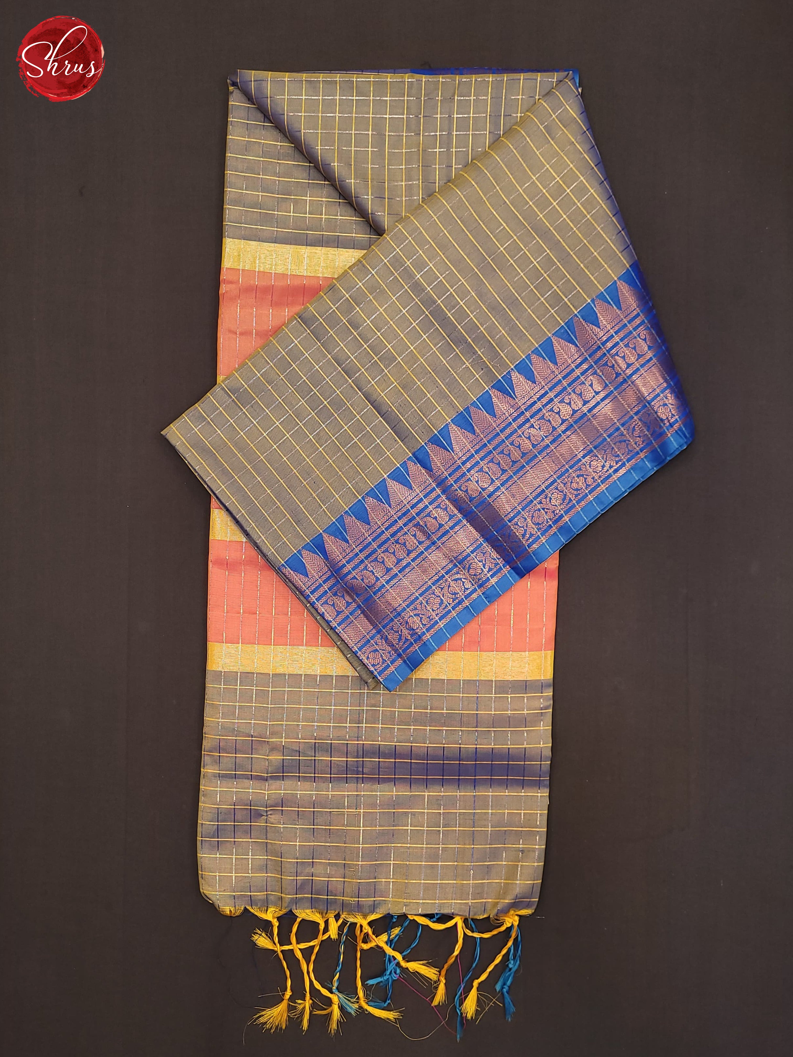 Grey & Blue- Semi Softsilk Saree - Shop on ShrusEternity.com