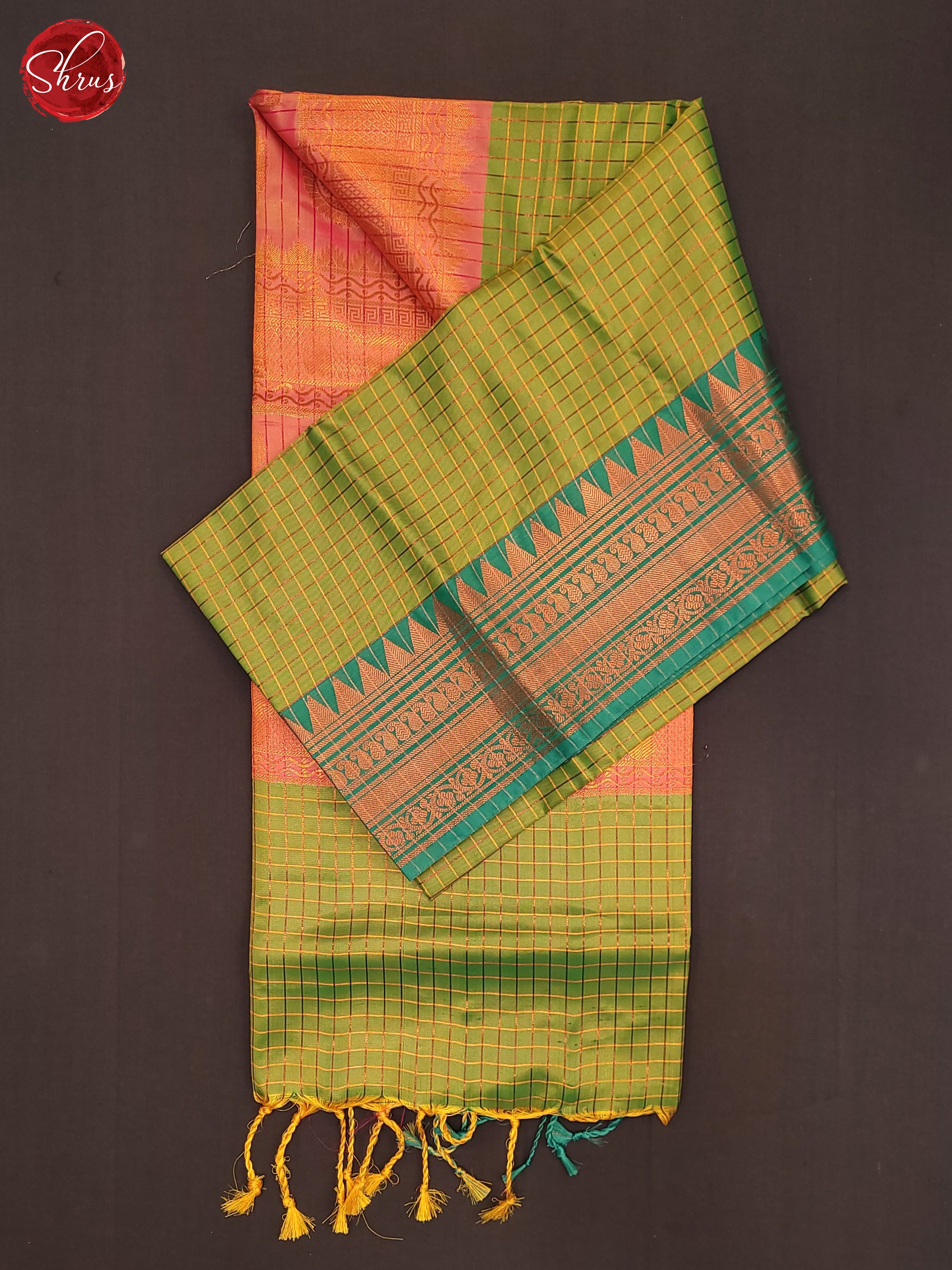 Green & Orange - Semi Softsilk Saree - Shop on ShrusEternity.com