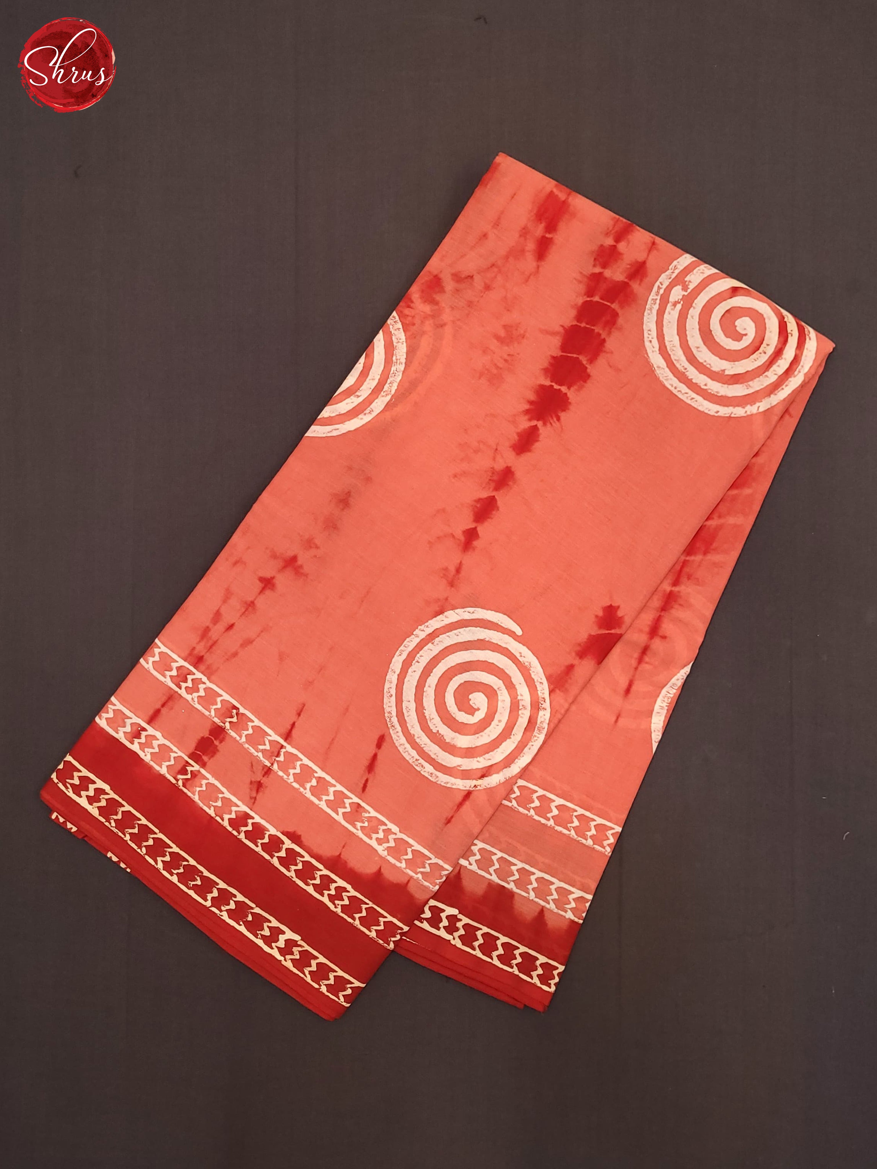 Peach & Red - Jaipur cotton Saree - Shop on ShrusEternity.com
