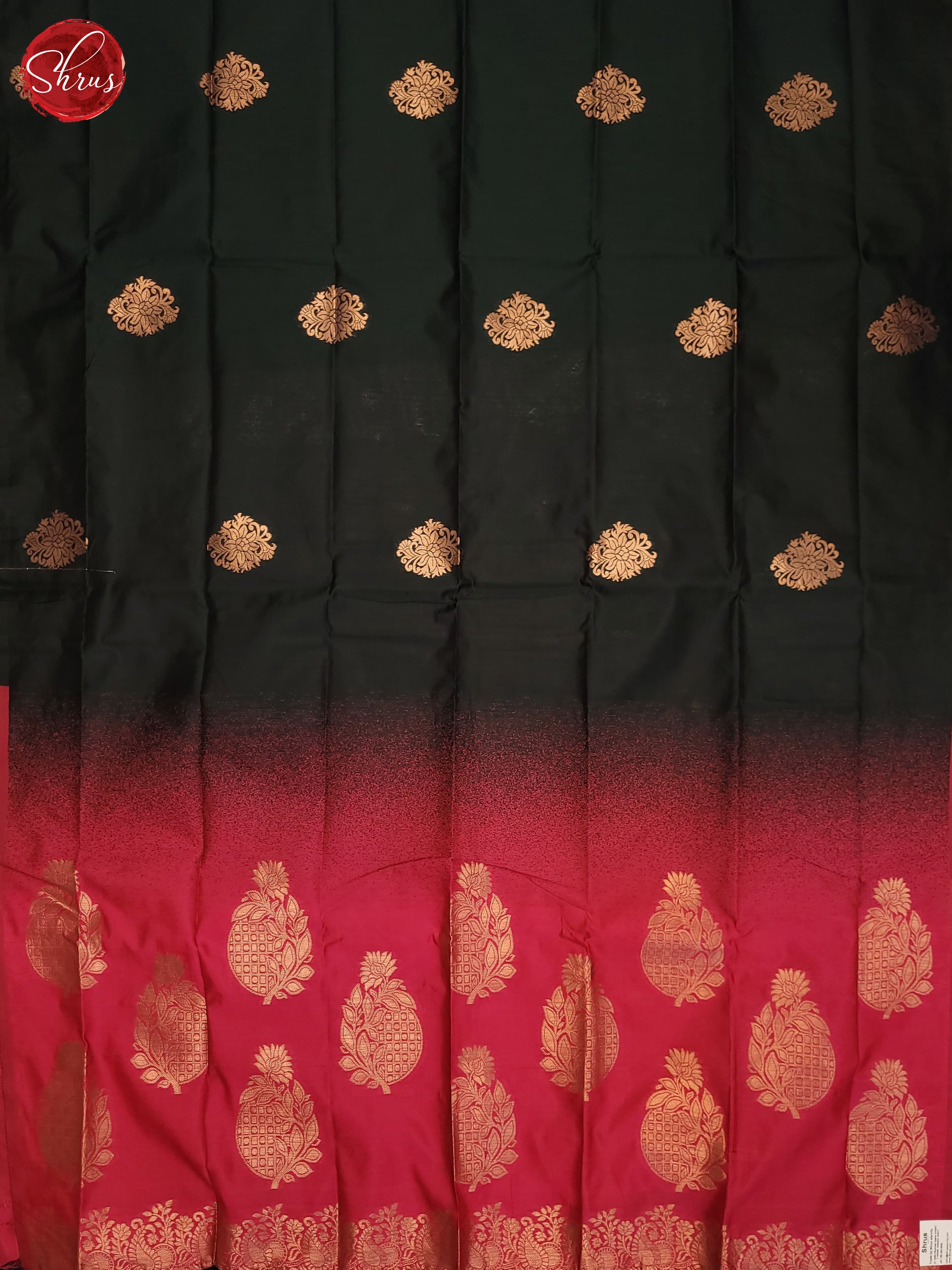 Bottle Green & Pink - Semi Softsilk Saree - Shop on ShrusEternity.com