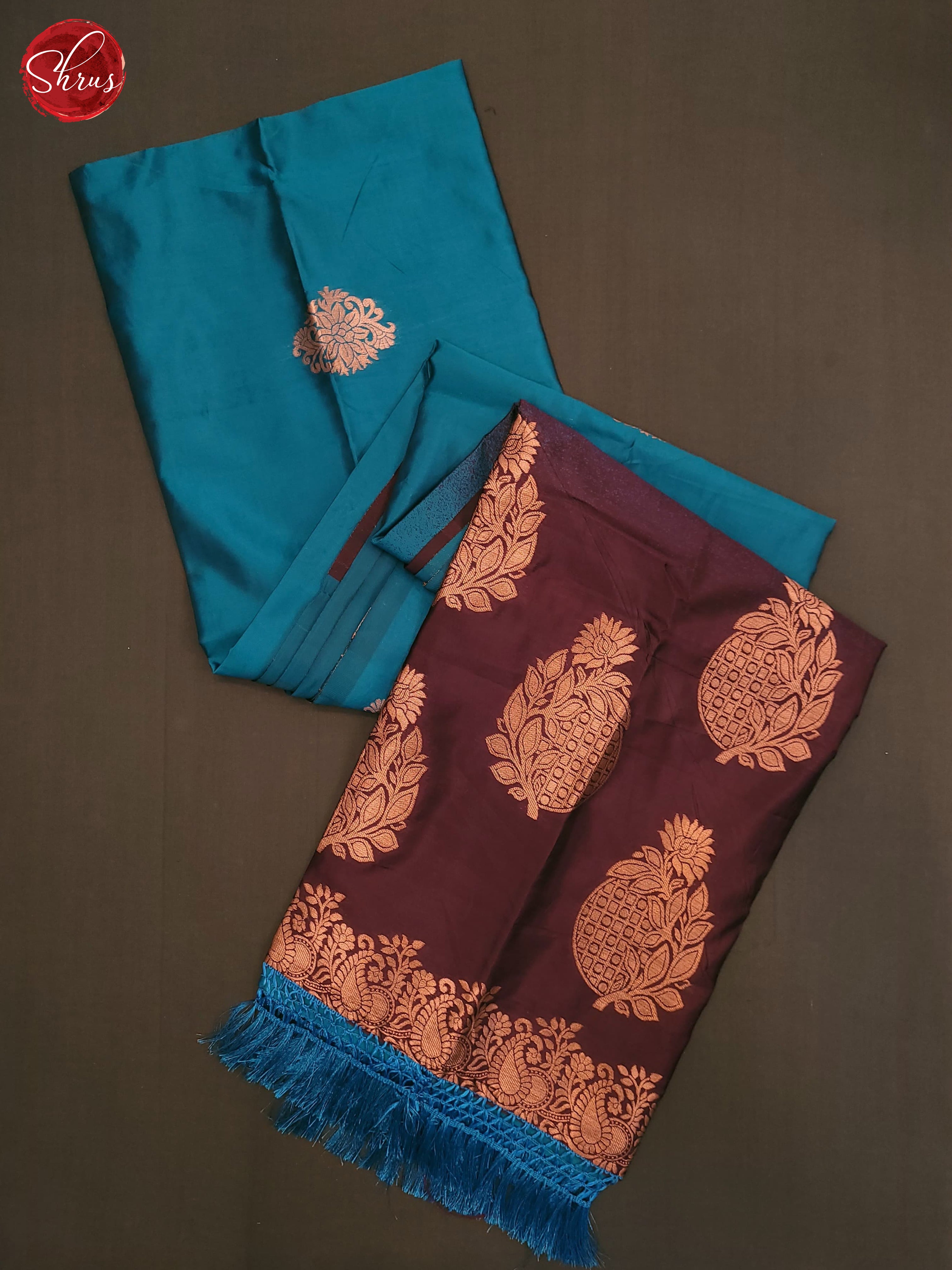 Blue& Wine - Semi Softsilk Saree - Shop on ShrusEternity.com