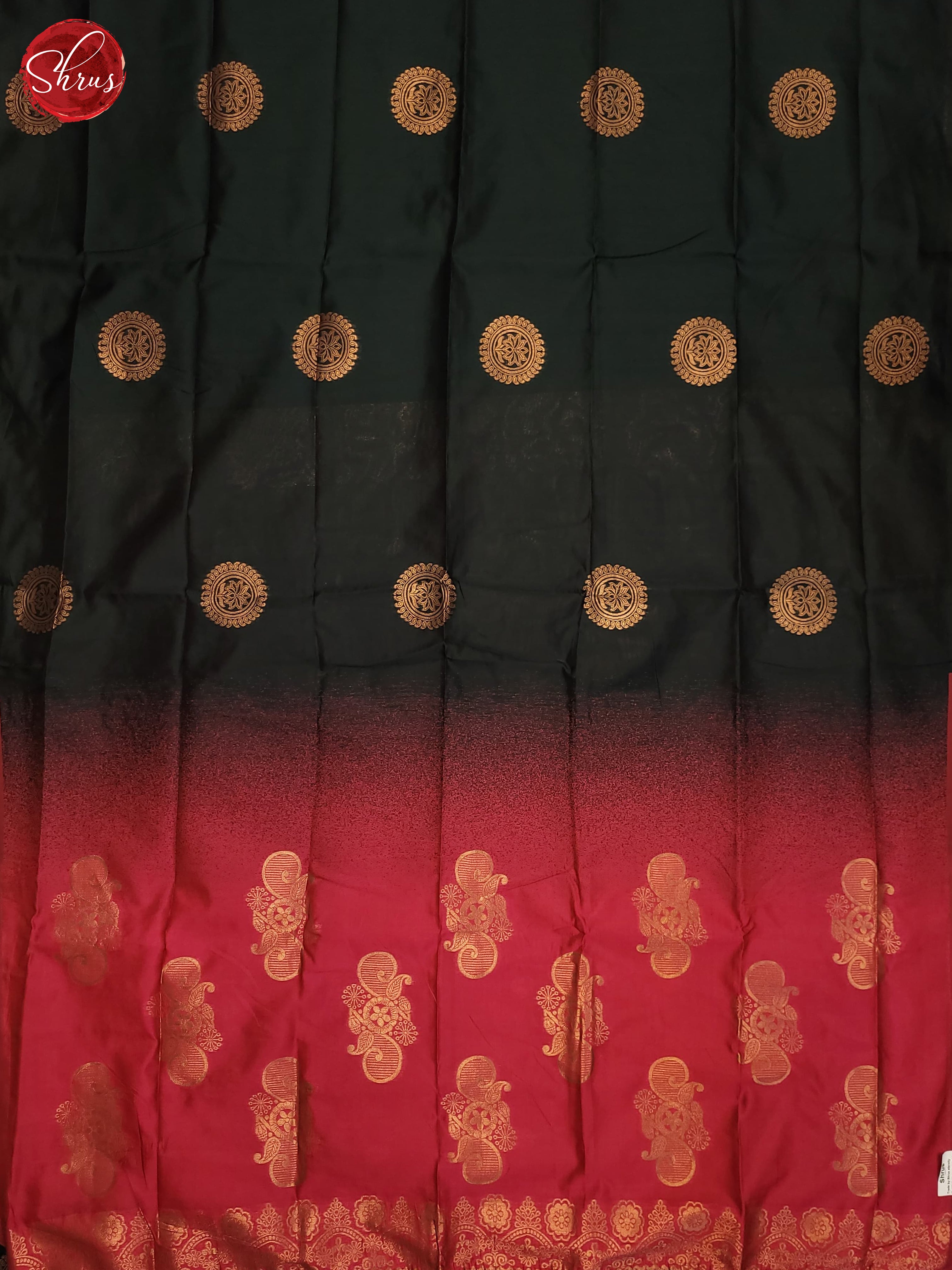 Bottle gReen & Pink - Semi Softsilk Saree - Shop on ShrusEternity.com