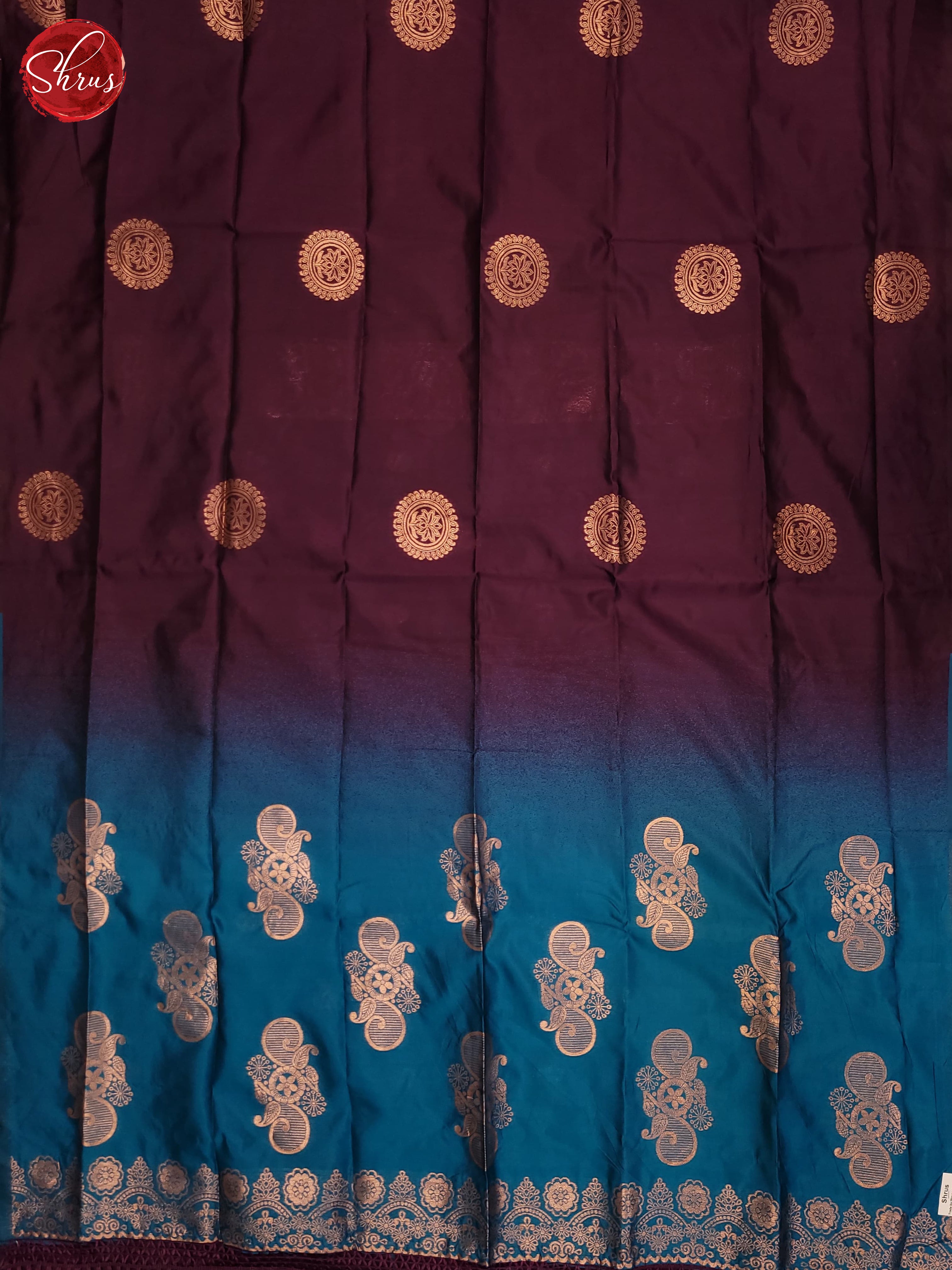 Wine & Blue - Semi Softsilk Saree - Shop on ShrusEternity.com