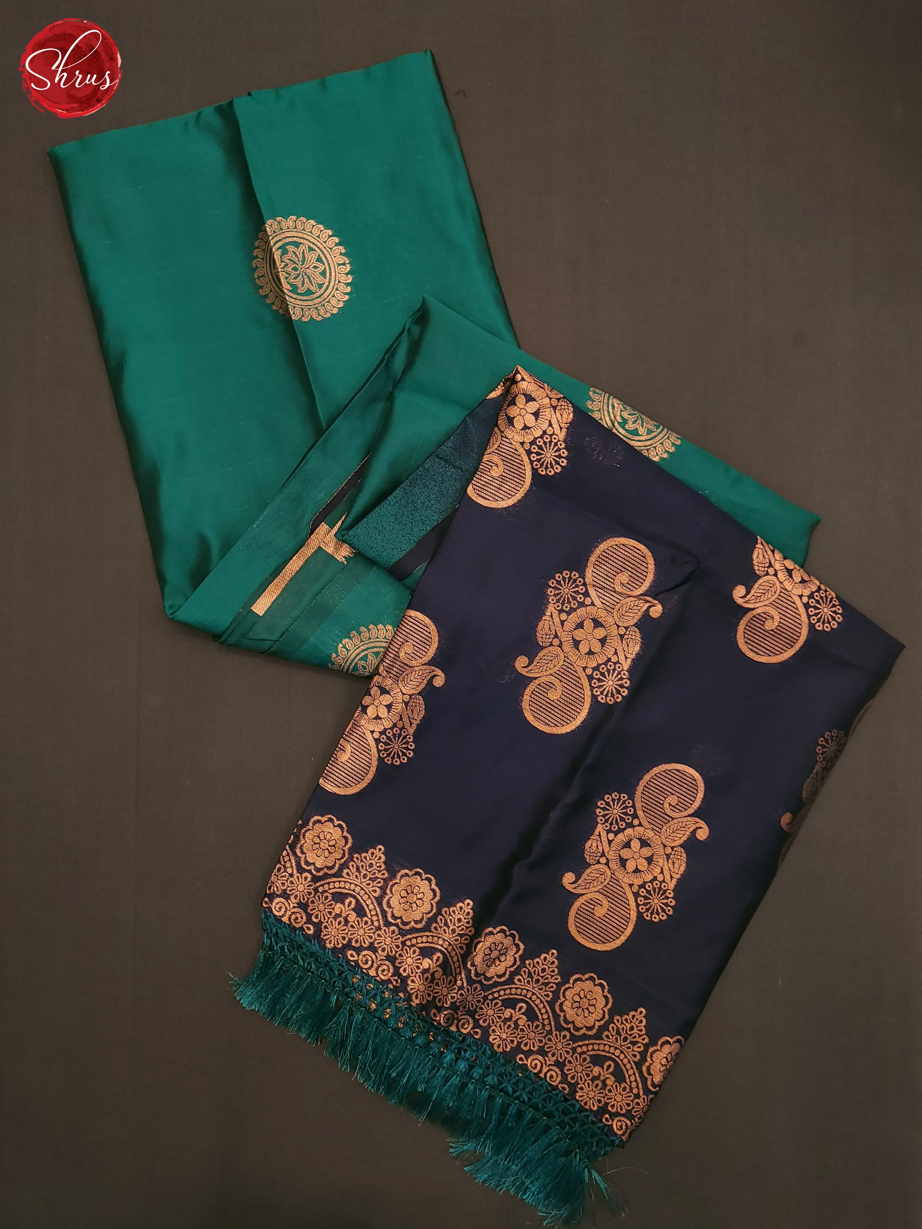 Green & Blue - Semi Softsilk Saree - Shop on ShrusEternity.com