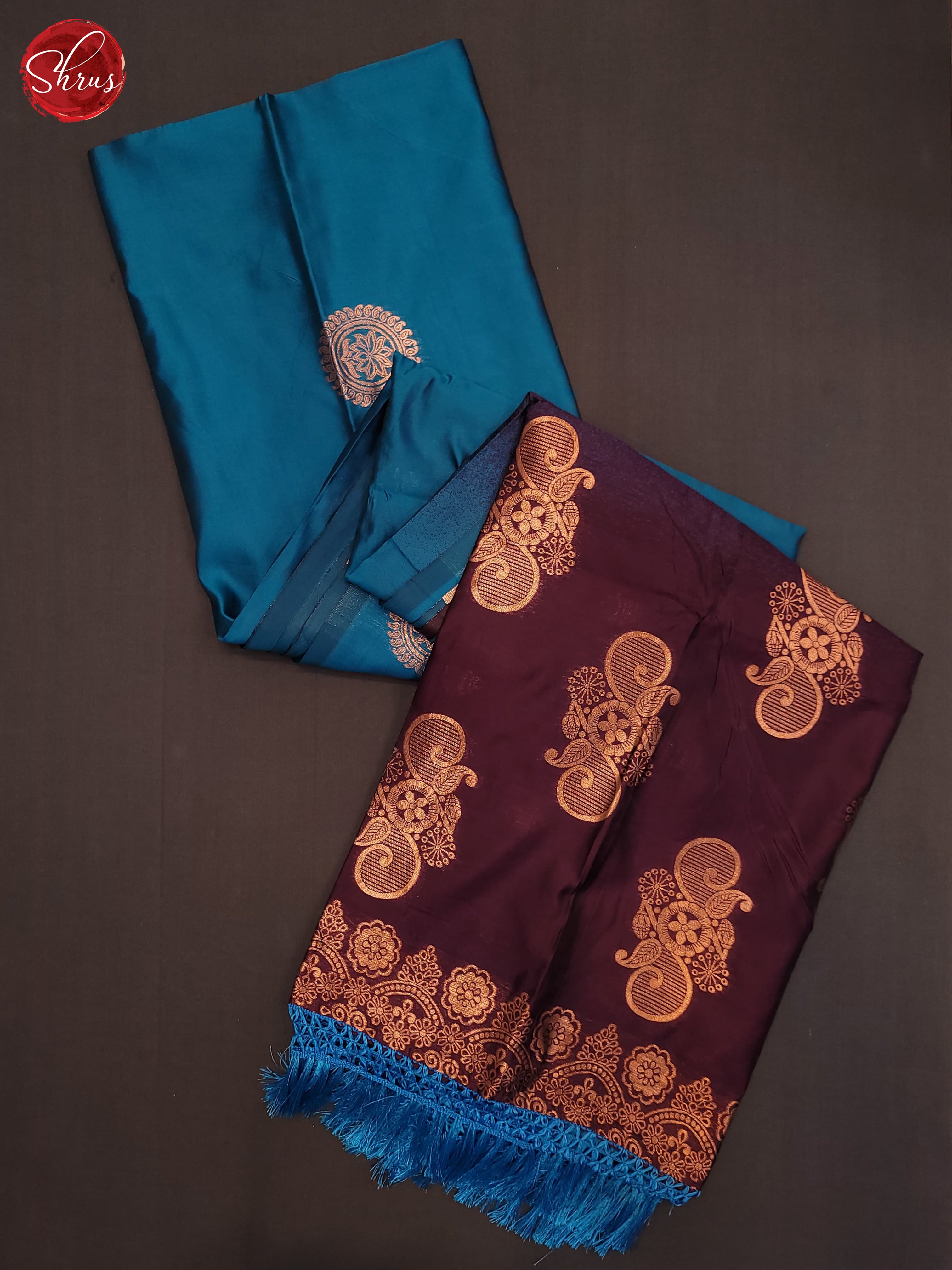 Blue & wine - Semi Softsilk Saree - Shop on ShrusEternity.com