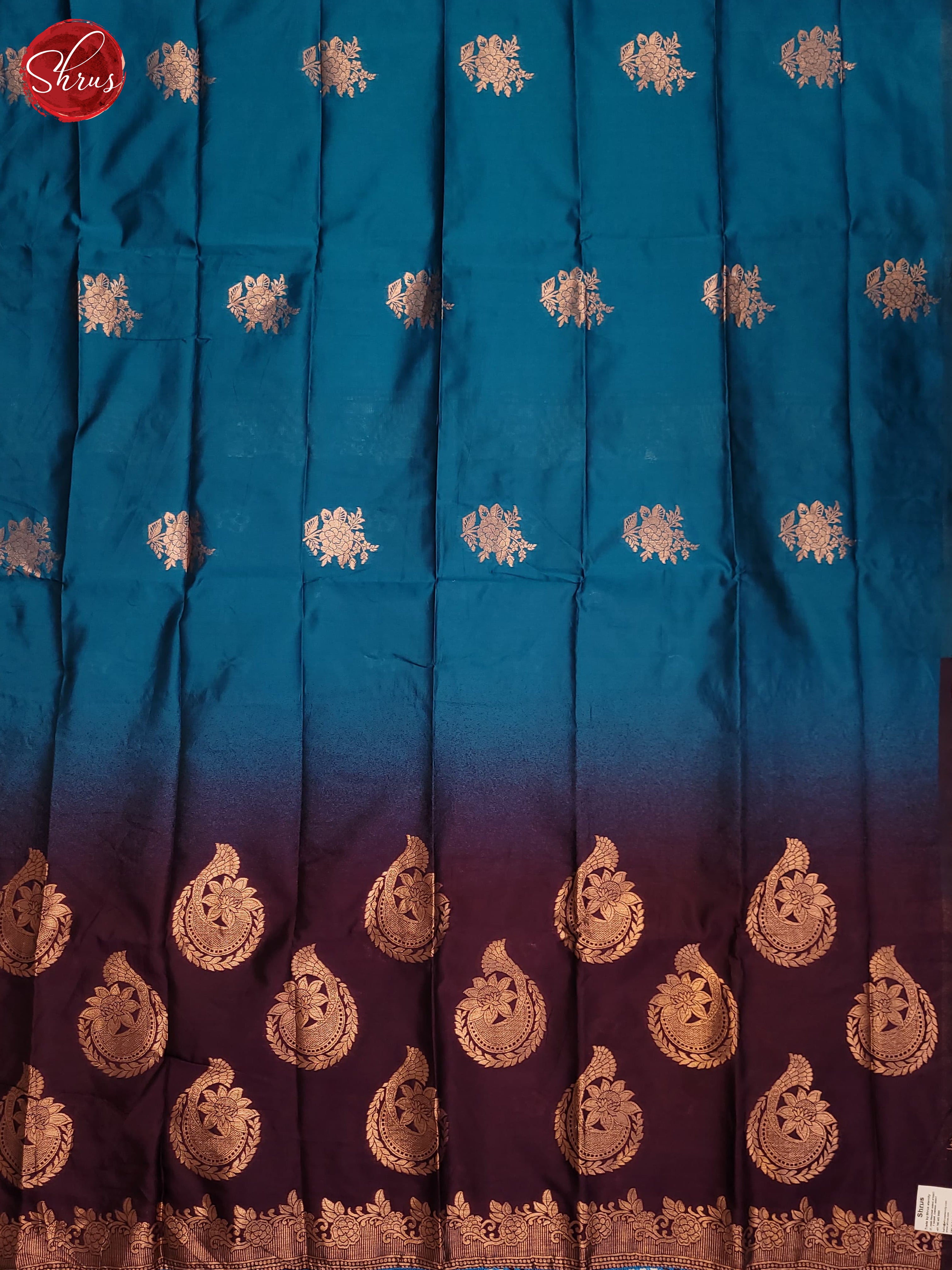 Blue & wine - Semi Softsilk Saree - Shop on ShrusEternity.com