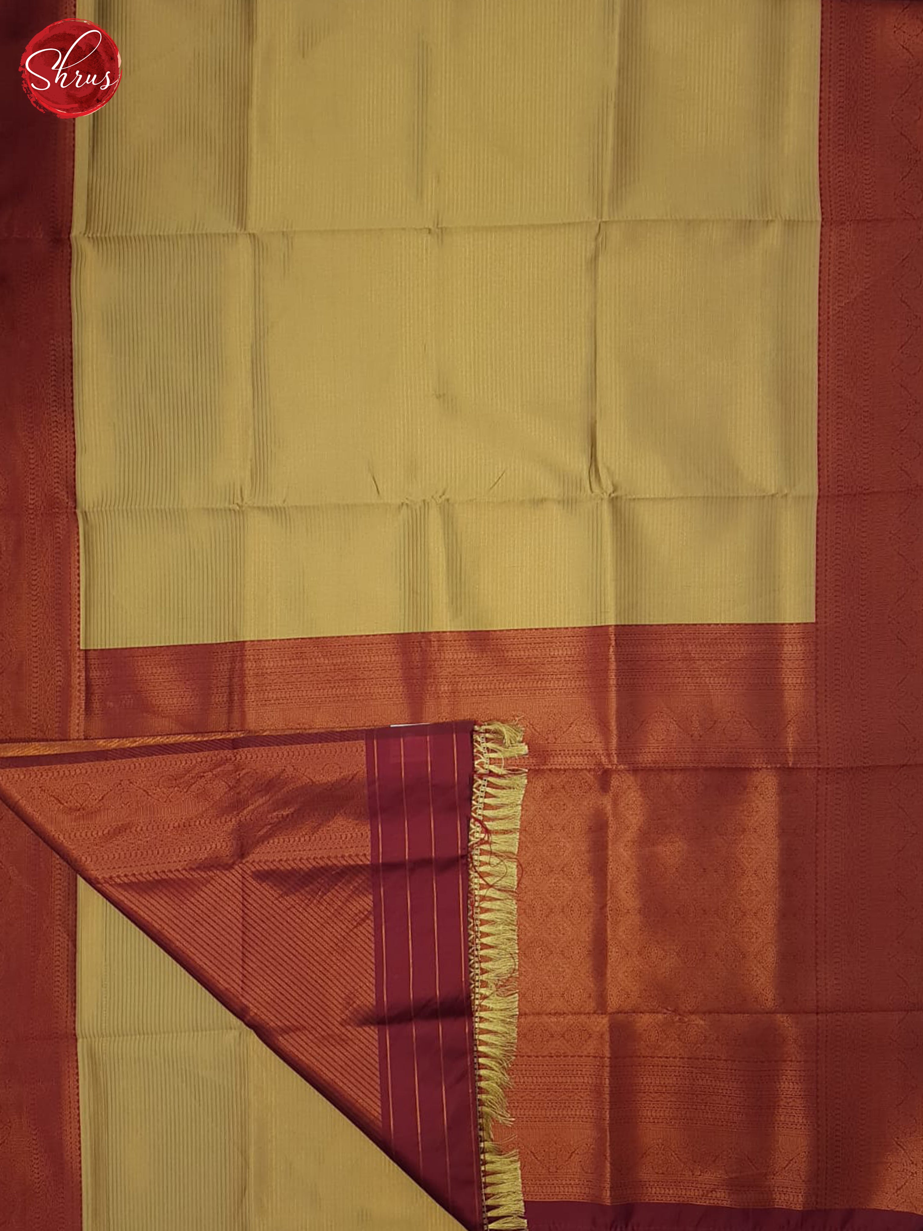 Beige & Brown- Semi Kanchipuram Saree - Shop on ShrusEternity.com