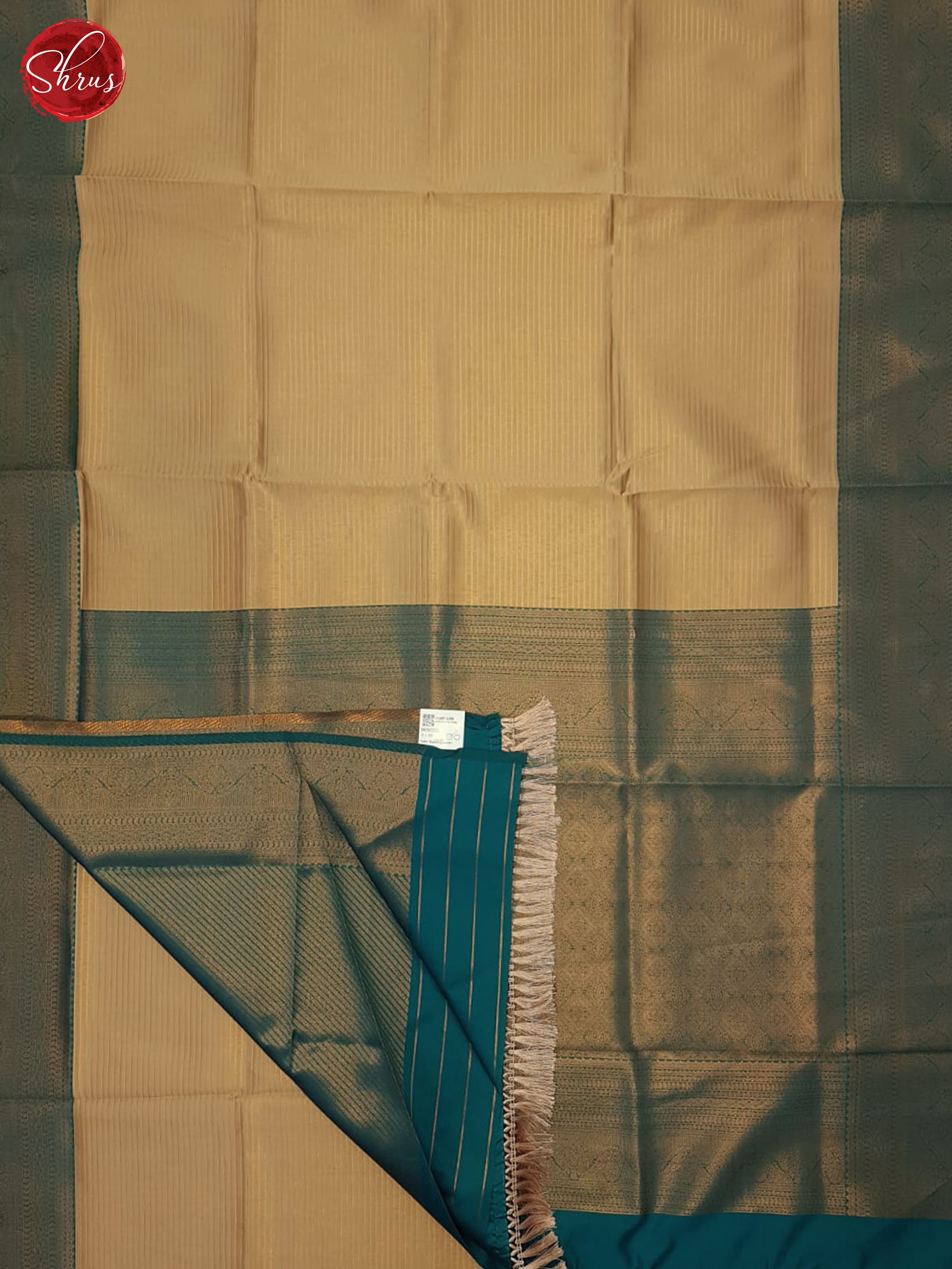 Beige & Green - Semi Kanchipuram Saree - Shop on ShrusEternity.com