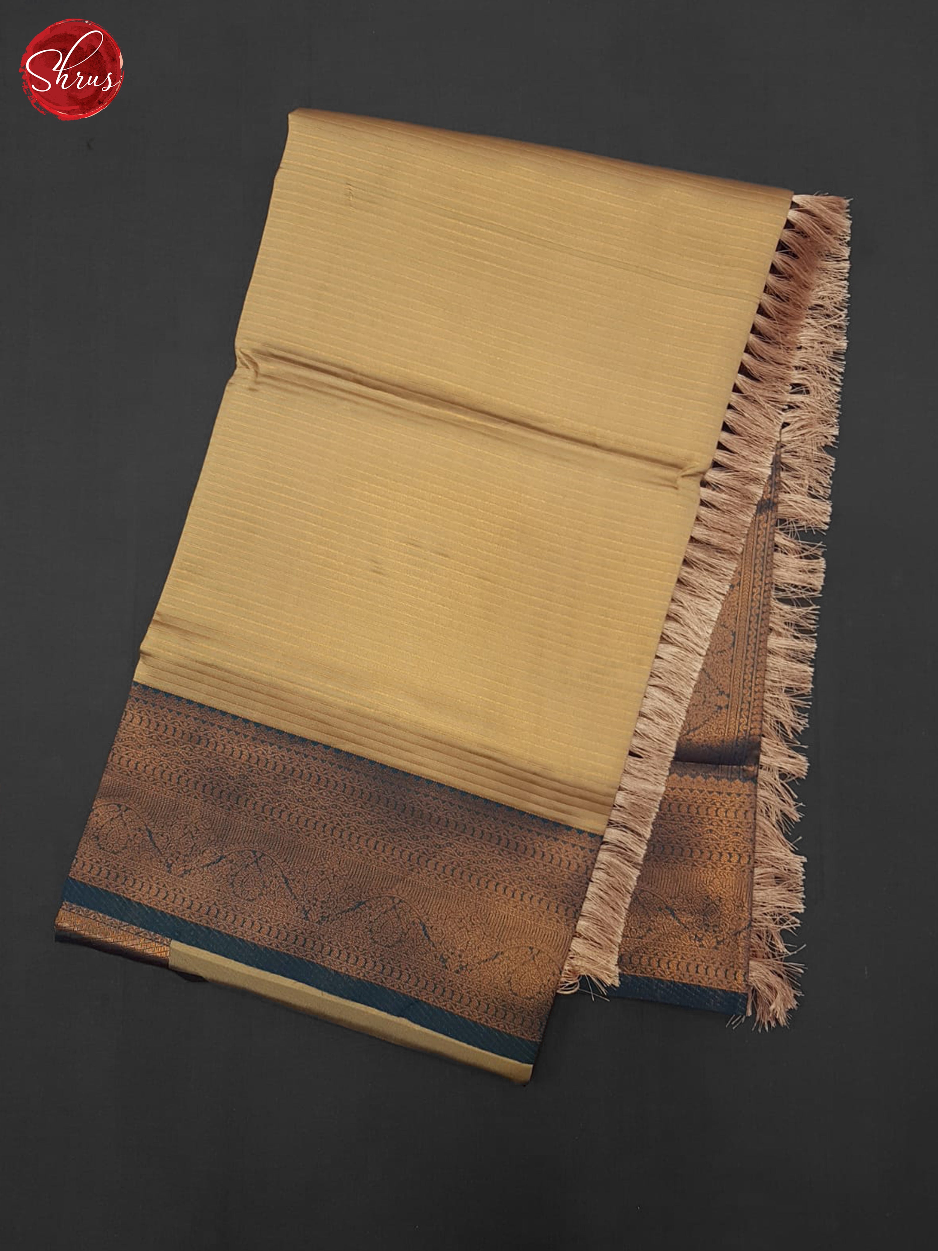 Beige & Blue - Semi Kanchipuram Saree - Shop on ShrusEternity.com