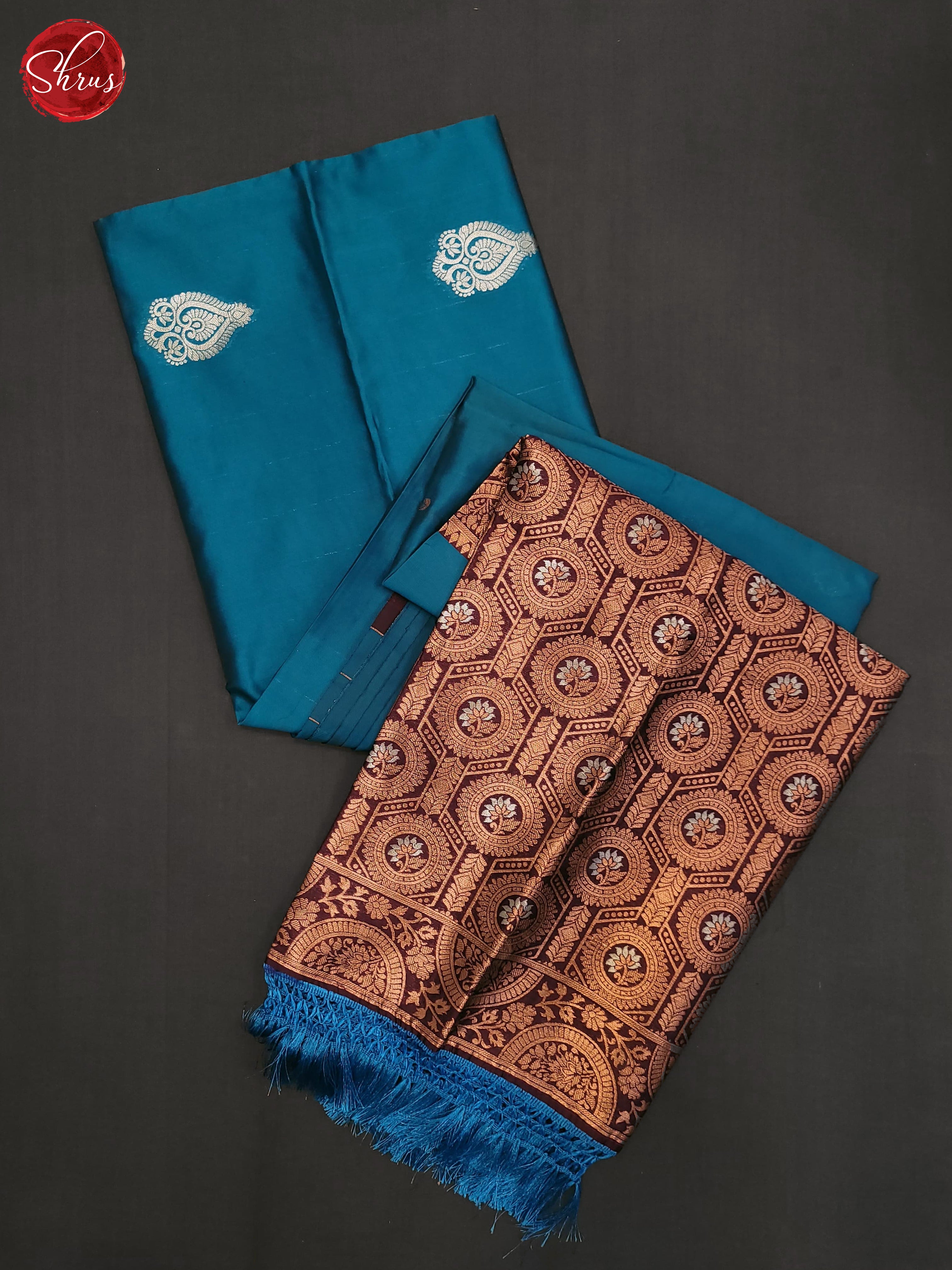 Blue & Wine- Semi Softsilk Saree - Shop on ShrusEternity.com