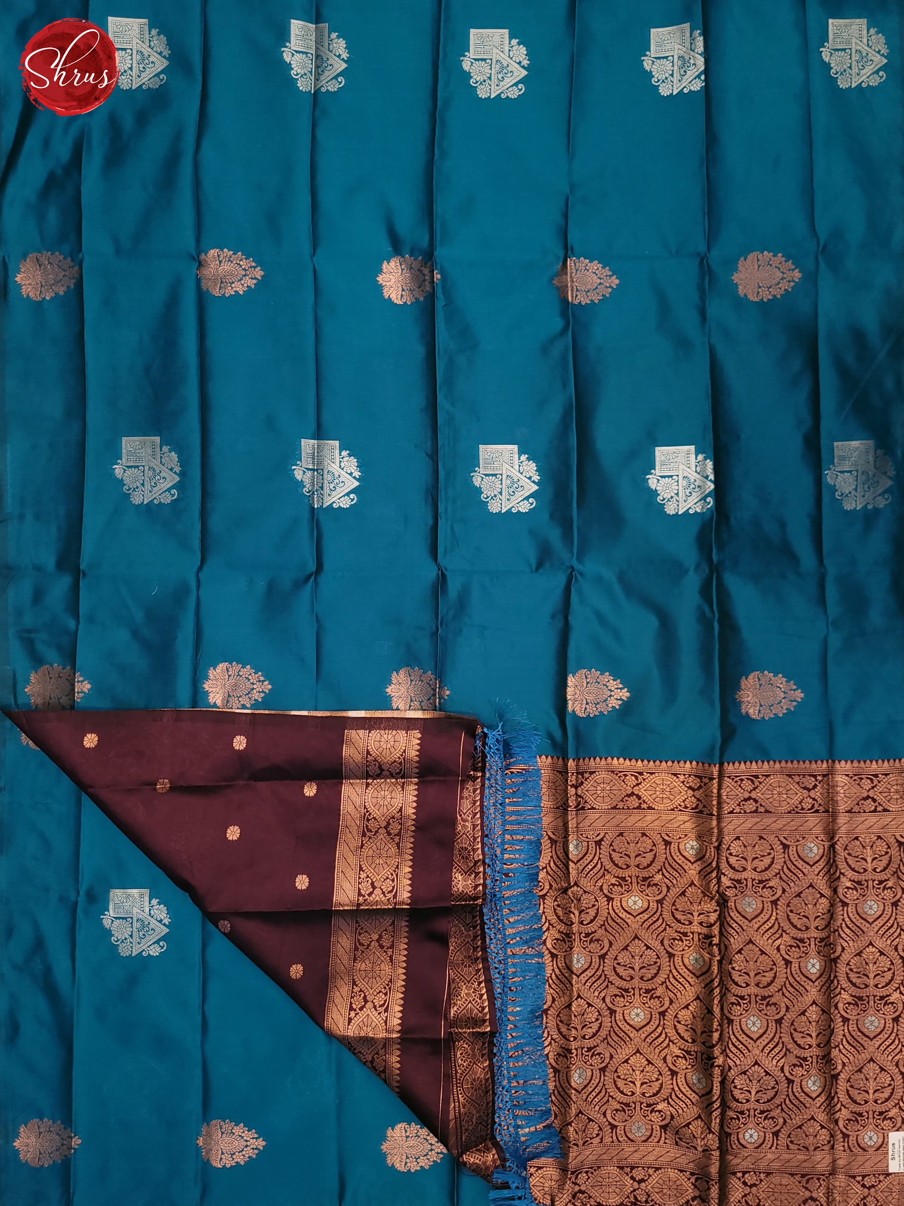 Blue & Wine - Semi Softsilk Saree - Shop on ShrusEternity.com