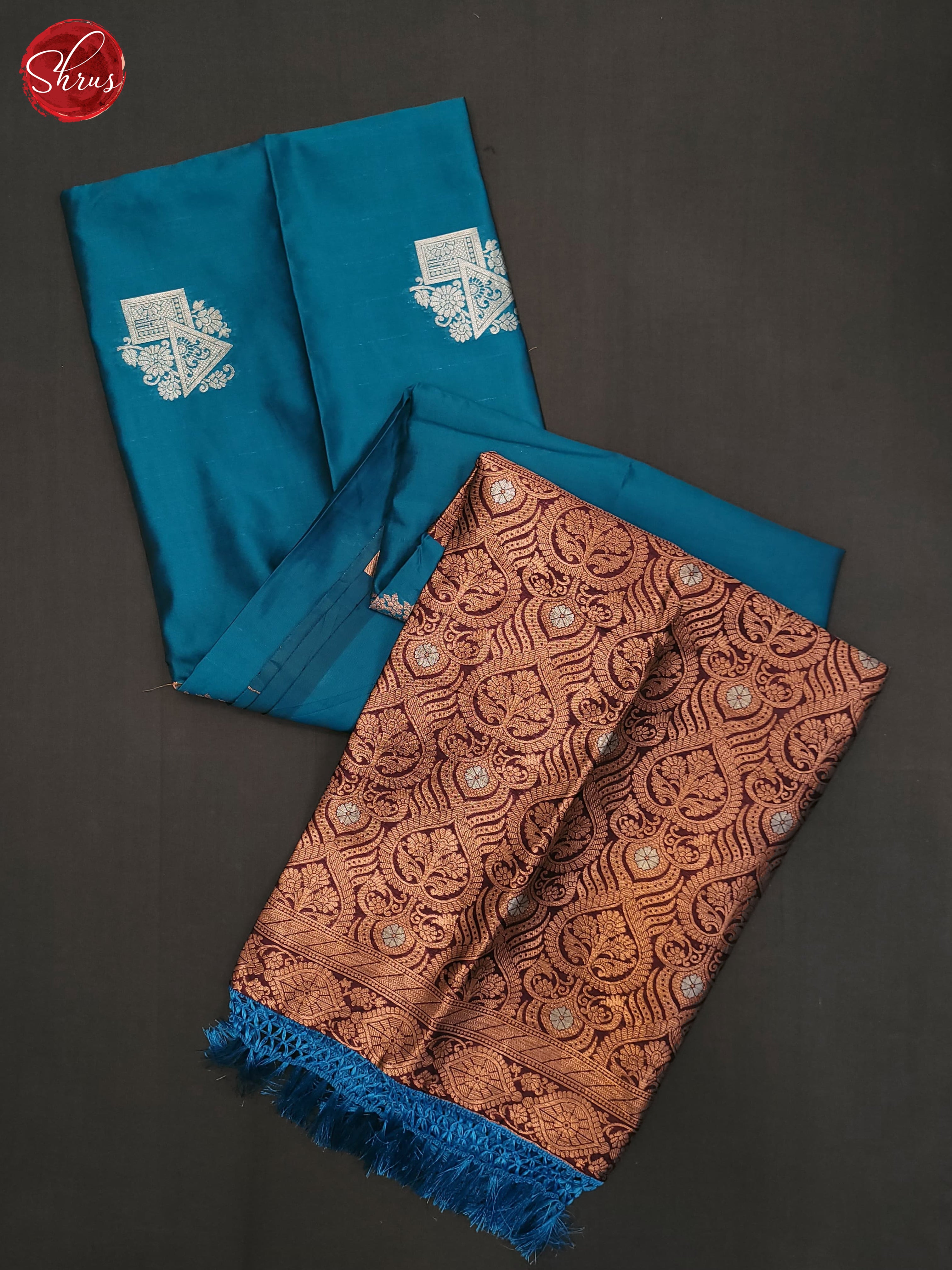 Blue & Wine - Semi Softsilk Saree - Shop on ShrusEternity.com