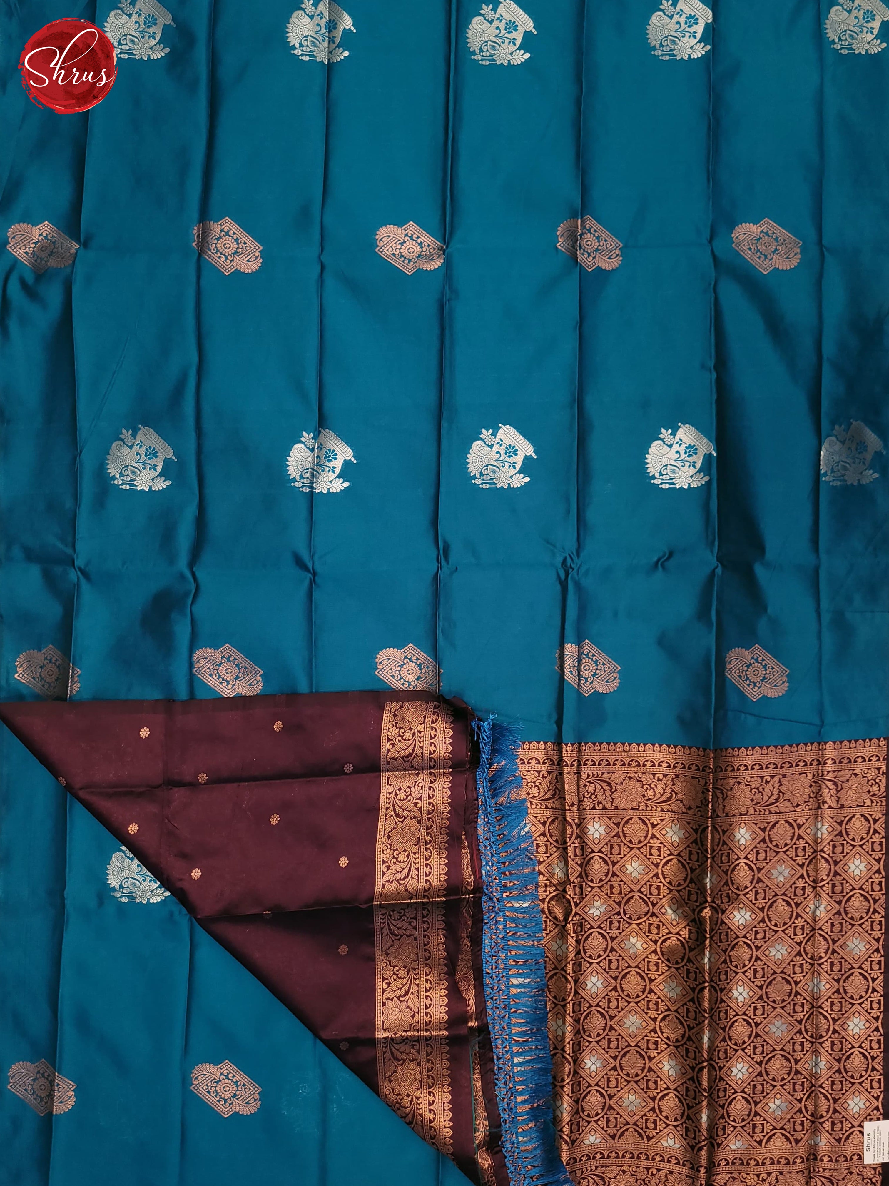 Blue & Wine - Semi Softsilk Saree - Shop on ShrusEternity.com