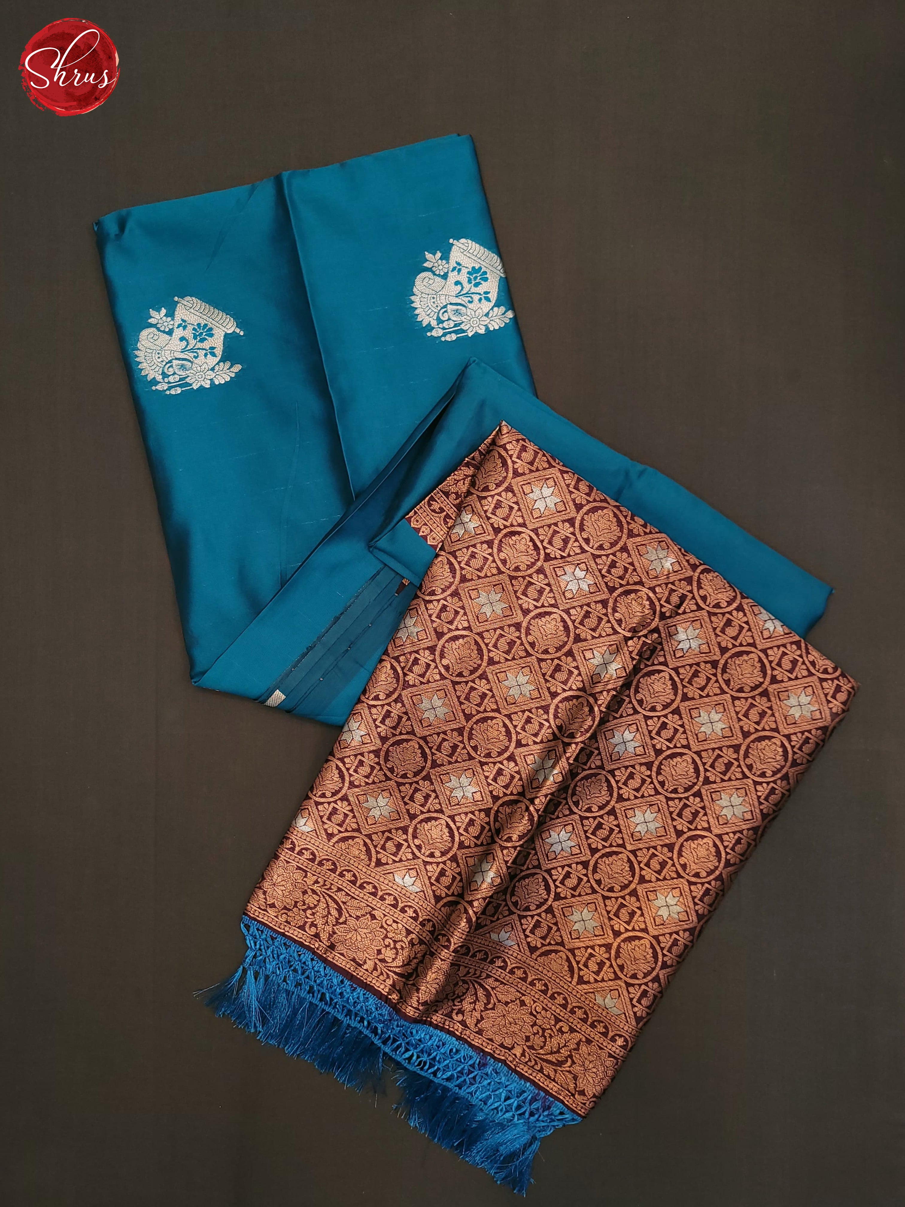 Blue & Wine - Semi Softsilk Saree - Shop on ShrusEternity.com
