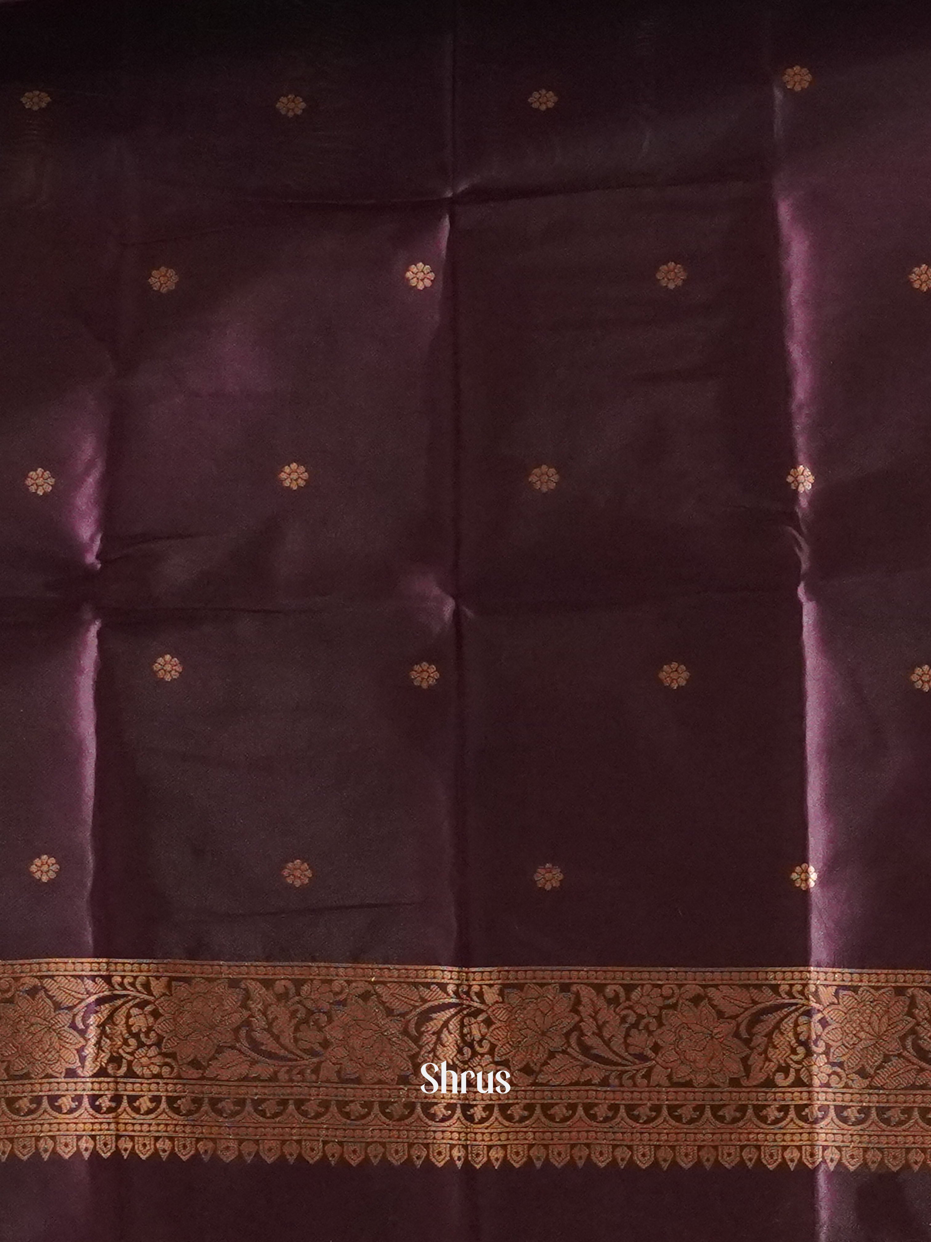 Blue & Wine - Semi Softsilk Saree - Shop on ShrusEternity.com