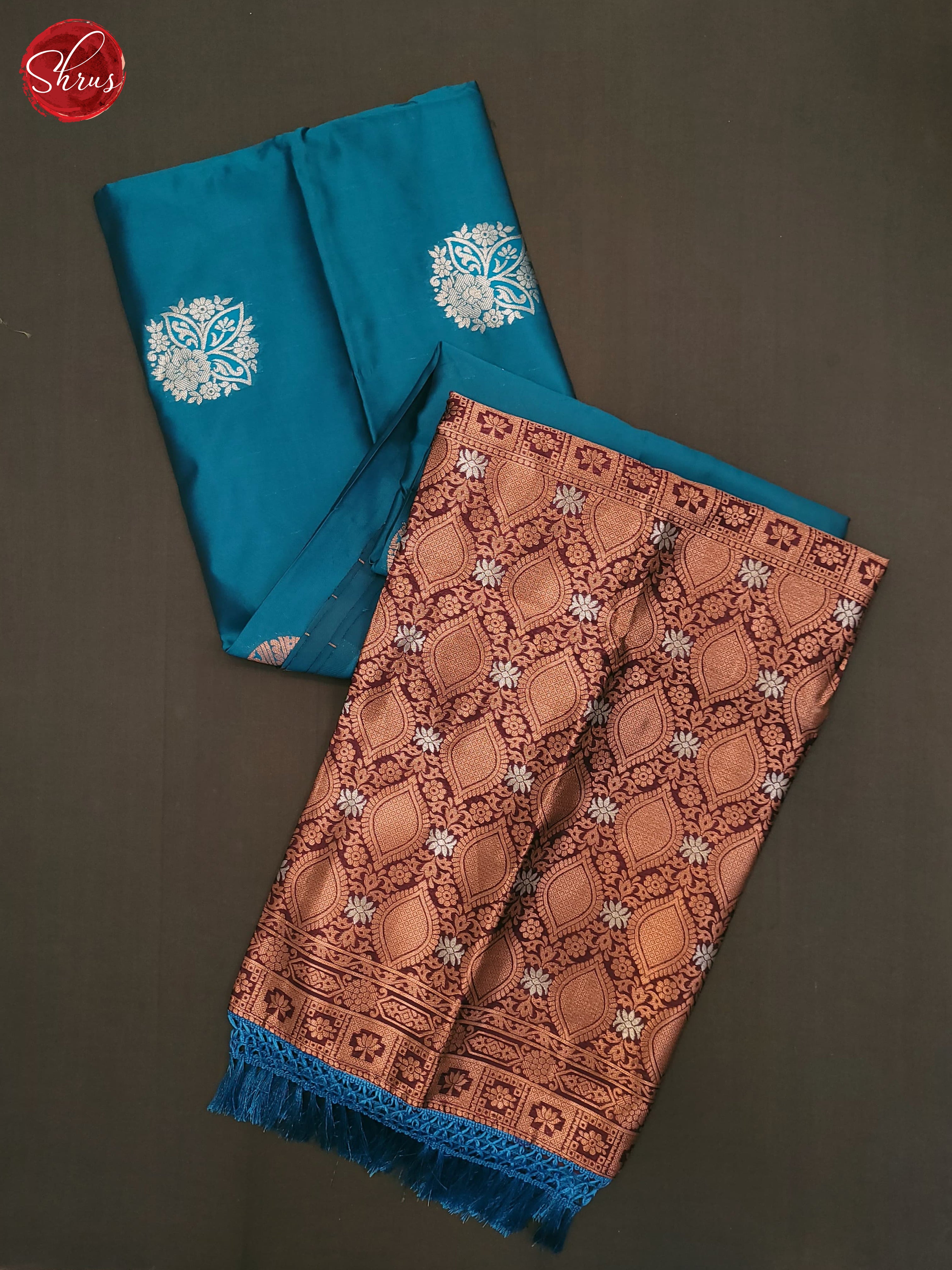 Blue & Maroon - Semi Softsilk Saree - Shop on ShrusEternity.com