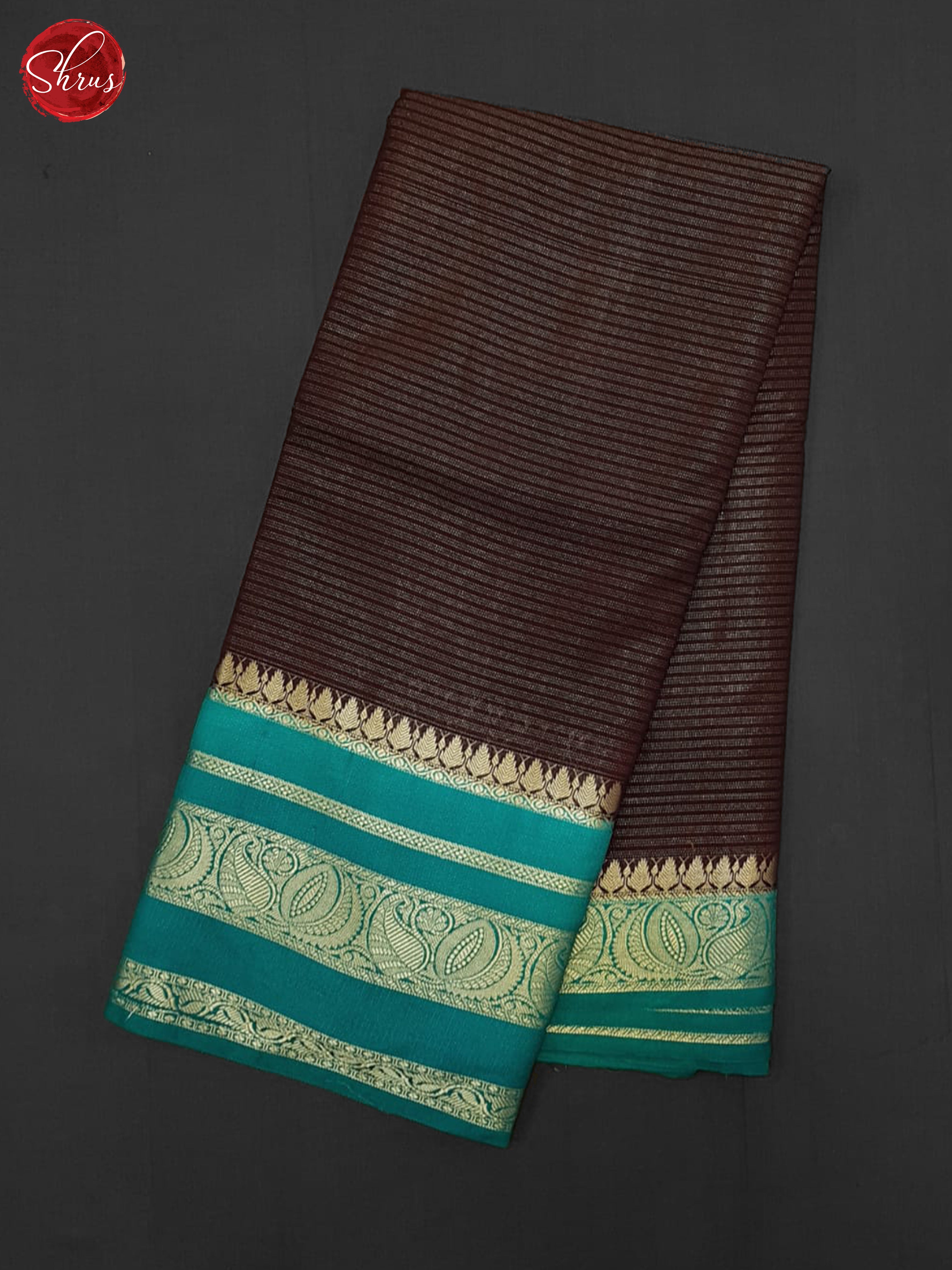 Brown & Blue - Semi Dupion Saree - Shop on ShrusEternity.com