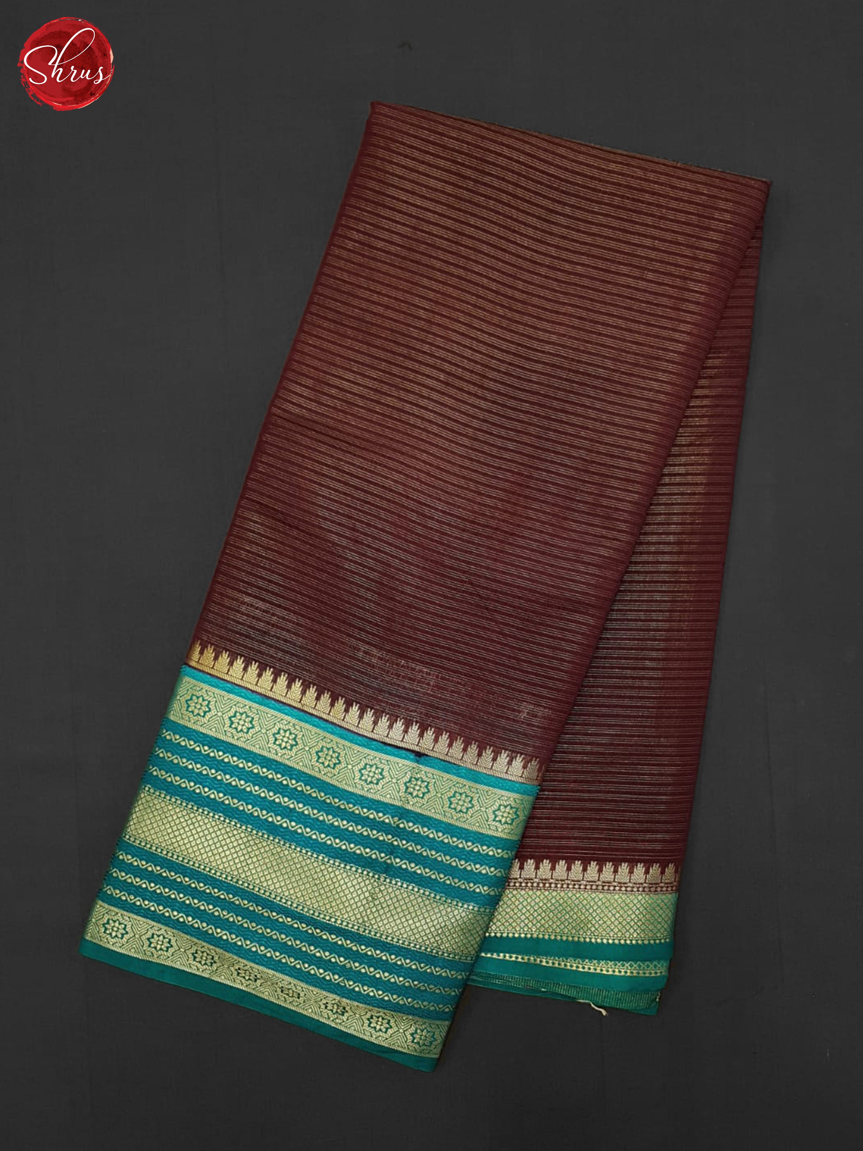 Brown & Blue - Semi Dupion Saree - Shop on ShrusEternity.com