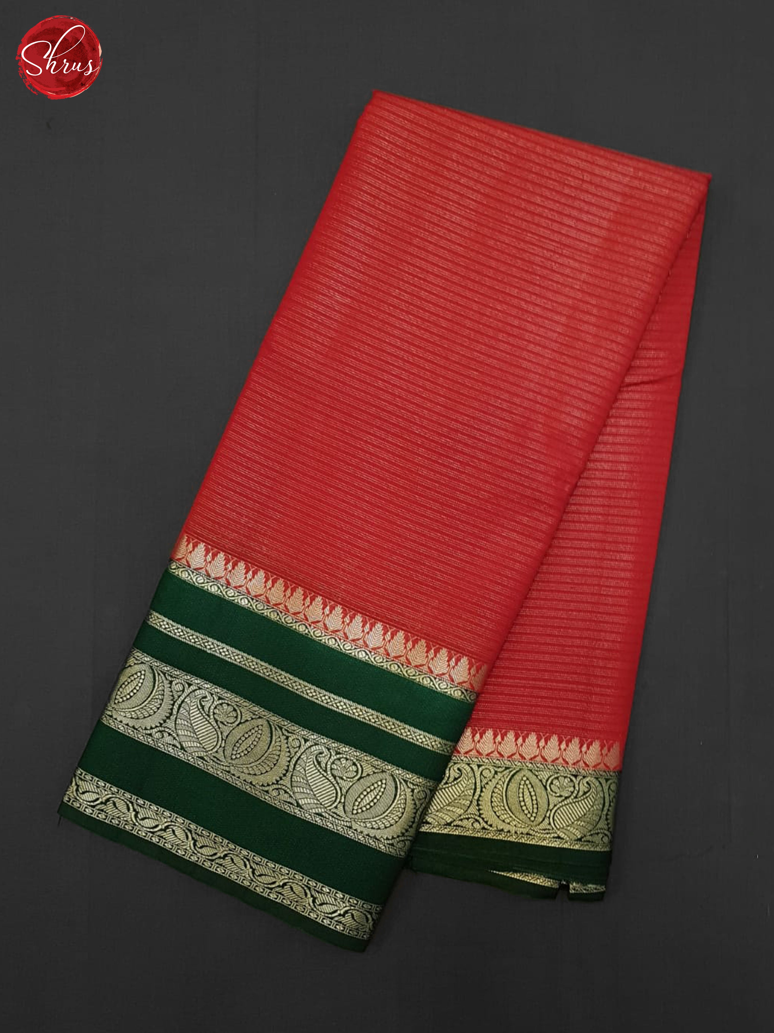 Red & Green- Semi Dupion Saree - Shop on ShrusEternity.com