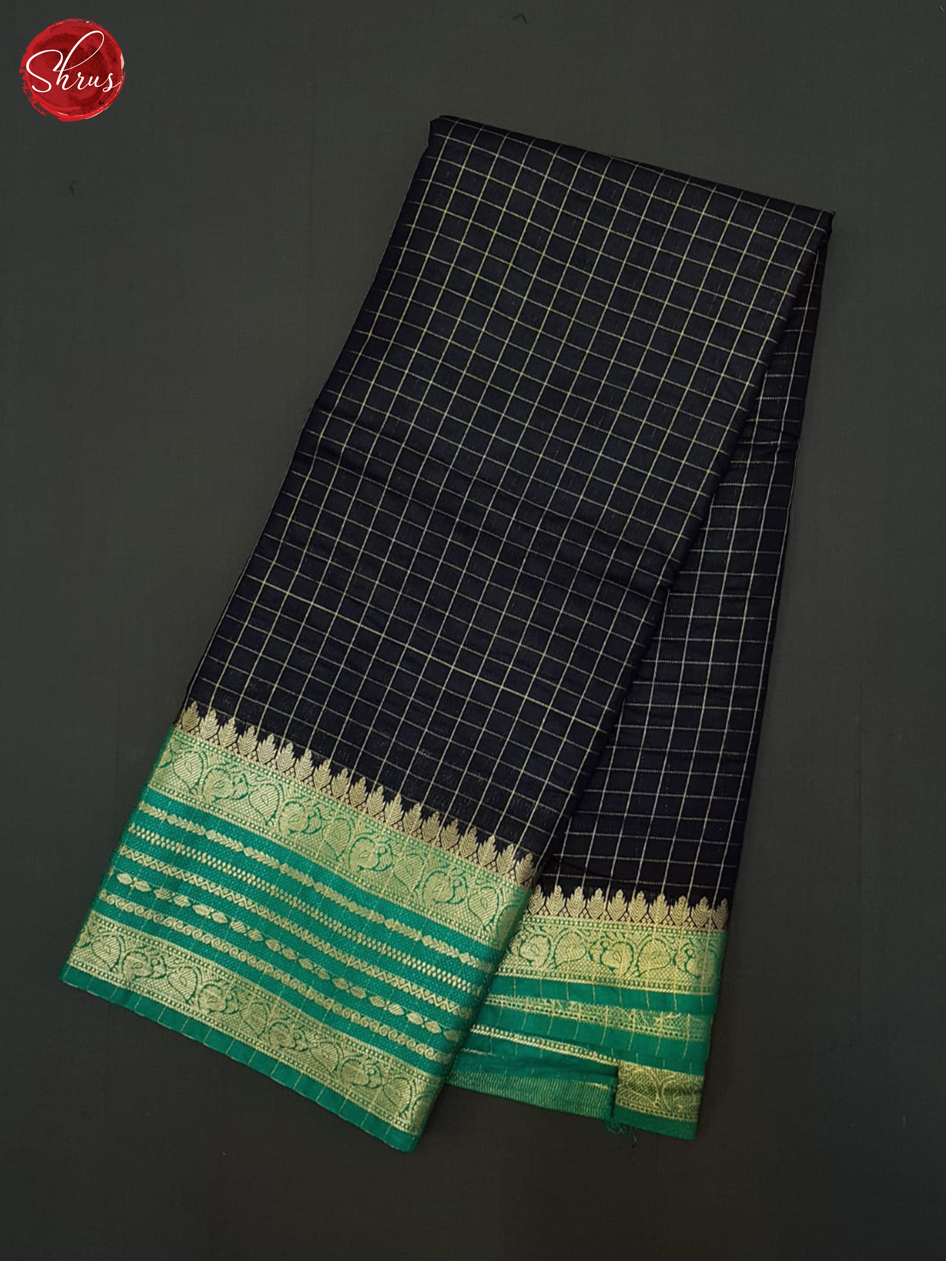 Blue & Green - Semi Dupion Saree - Shop on ShrusEternity.com