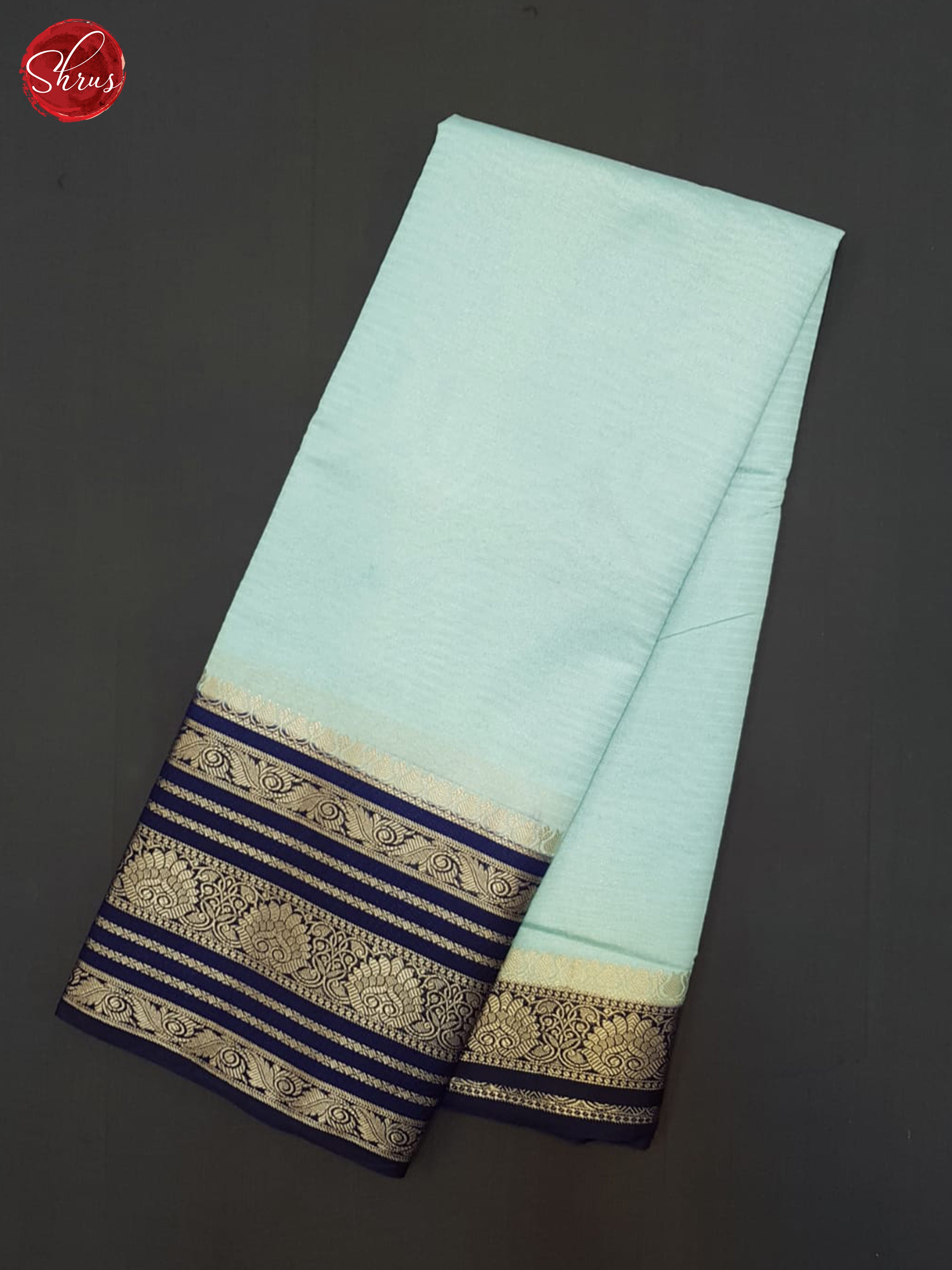Ice Blue & Blue - Semi Dupion Saree - Shop on ShrusEternity.com