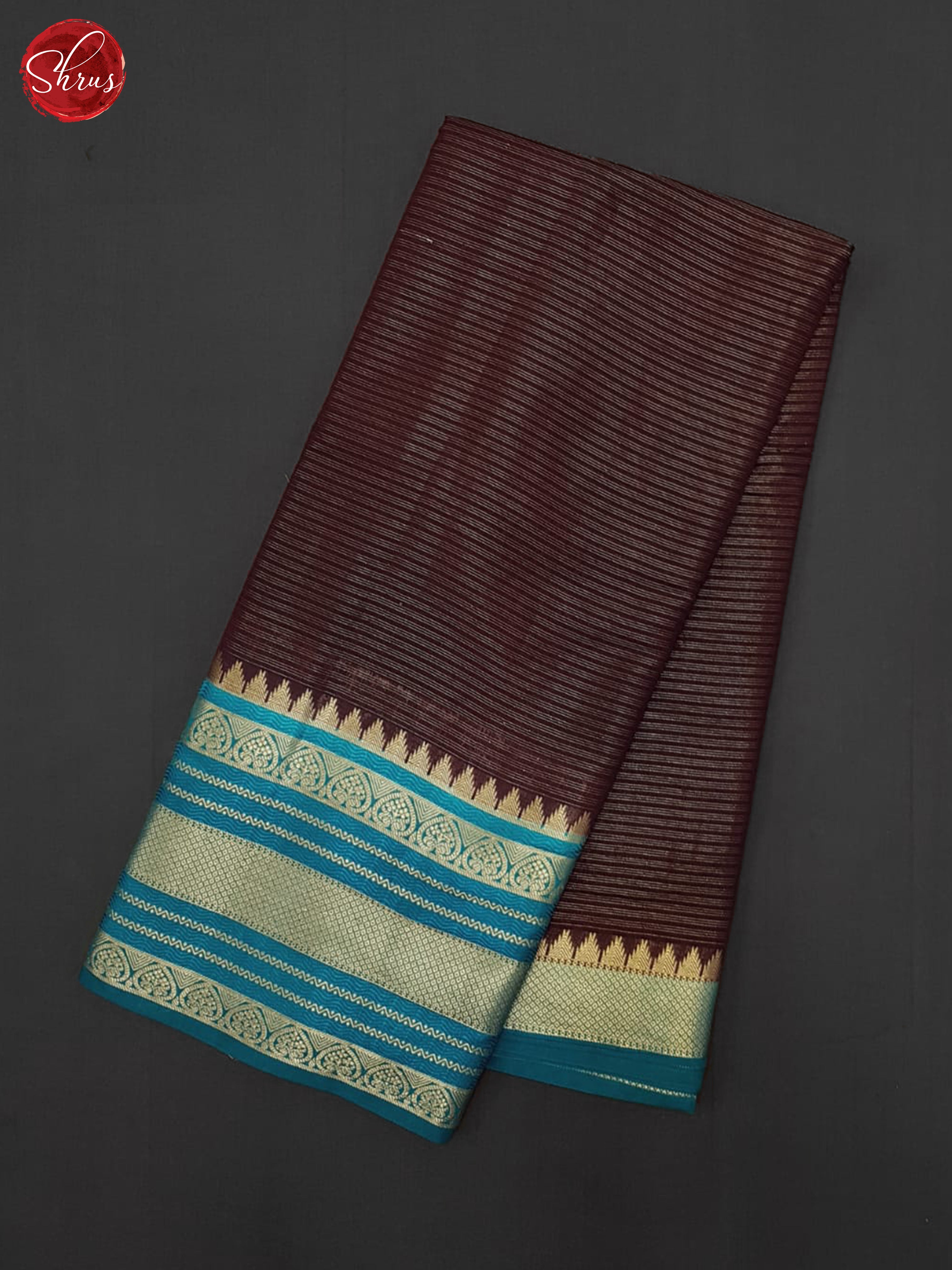 Brown & Blue - Semi Dupion Saree - Shop on ShrusEternity.com