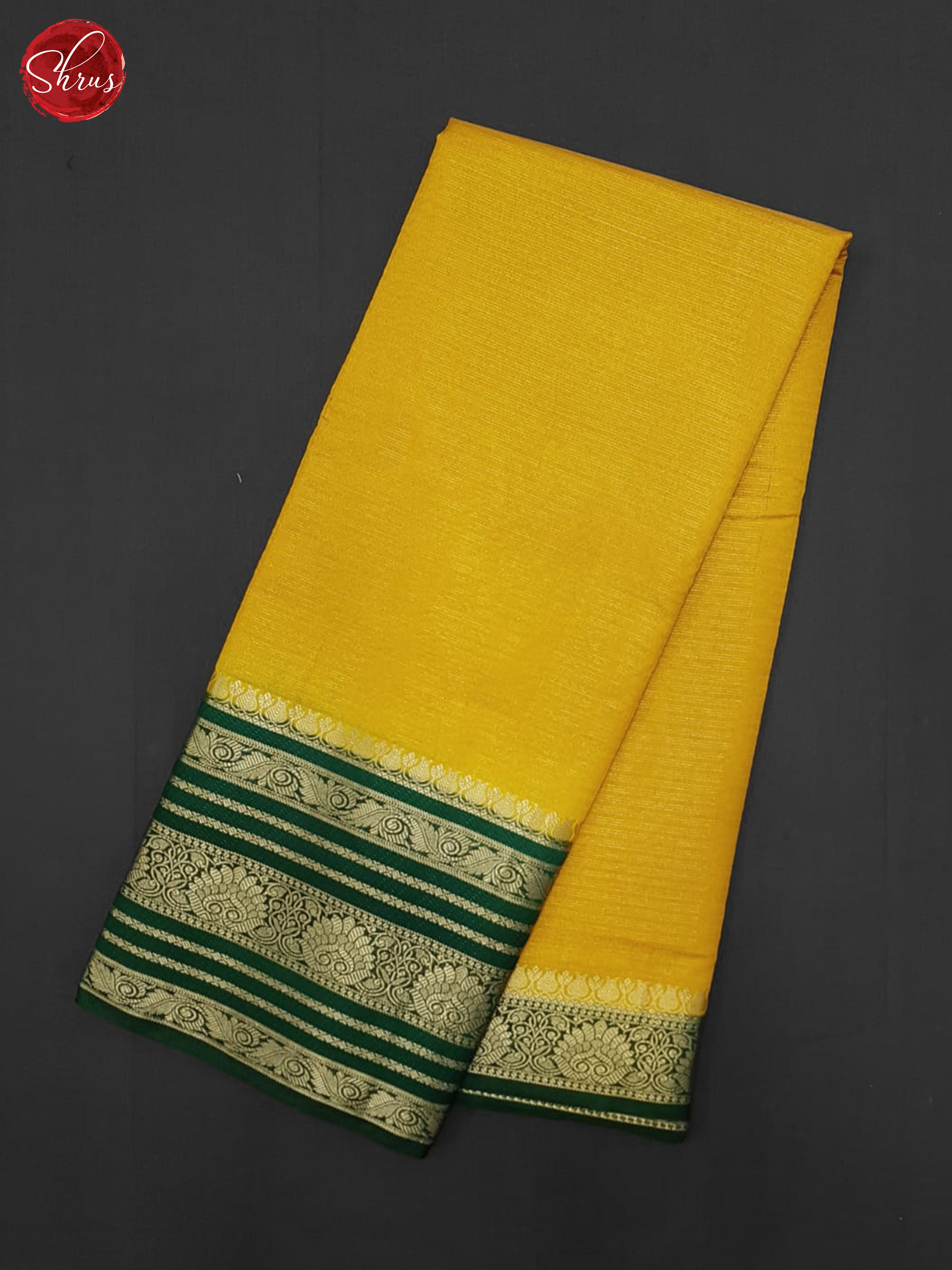 Yellow & Green - Semi Dupion Saree - Shop on ShrusEternity.com