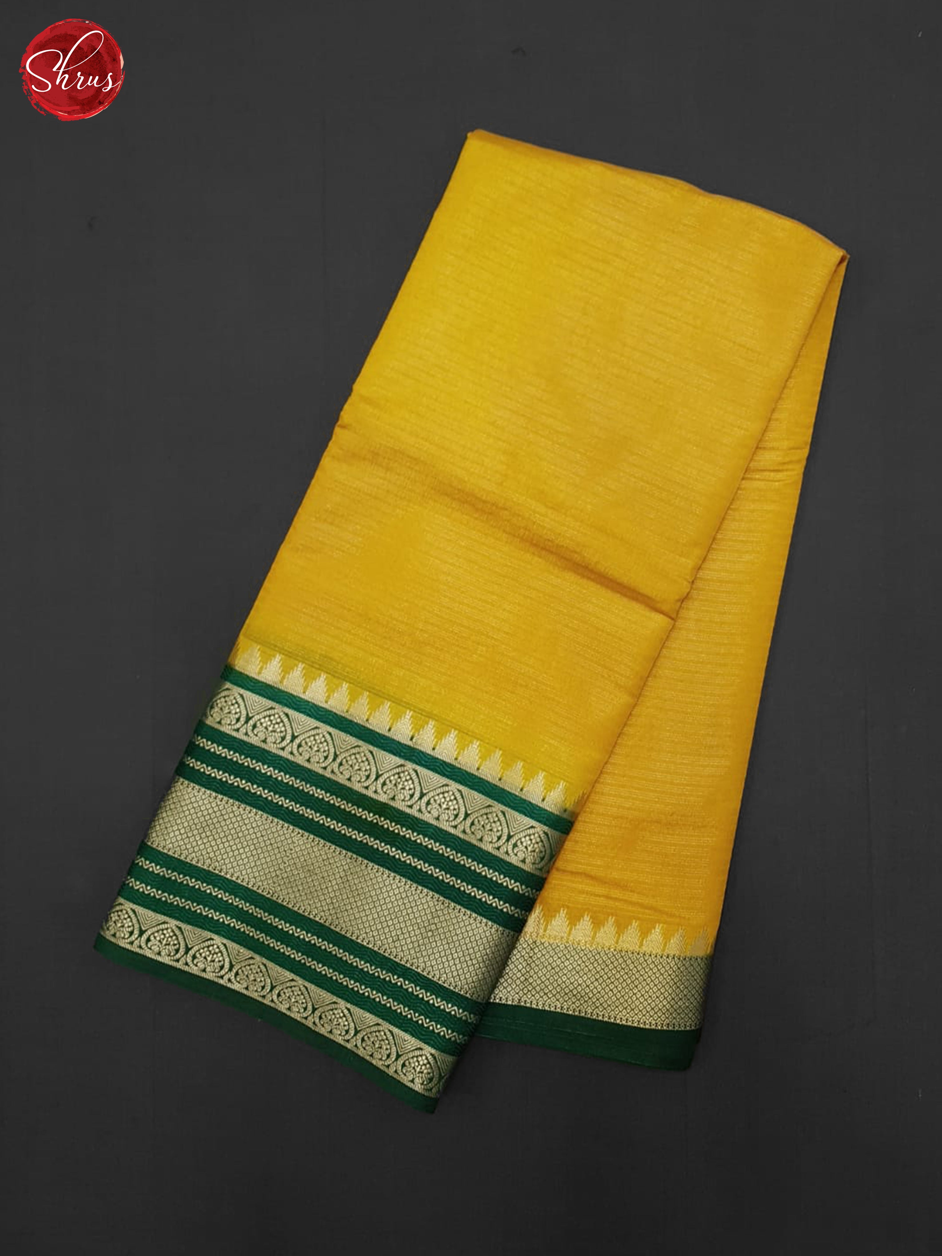Yellow & Green - Semi Dupion Saree - Shop on ShrusEternity.com
