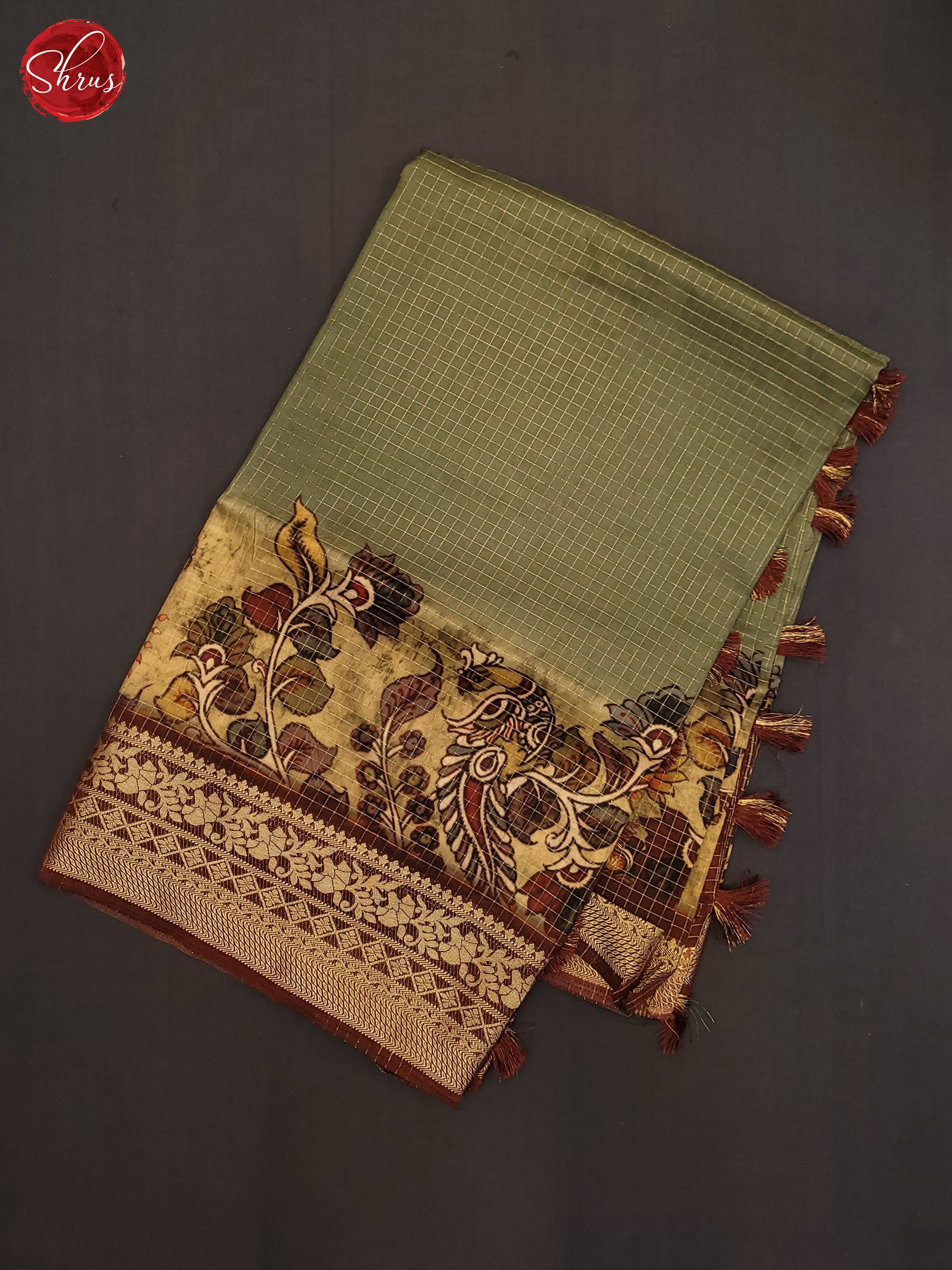 Green & Brown - Semi Crepe Saree - Shop on ShrusEternity.com