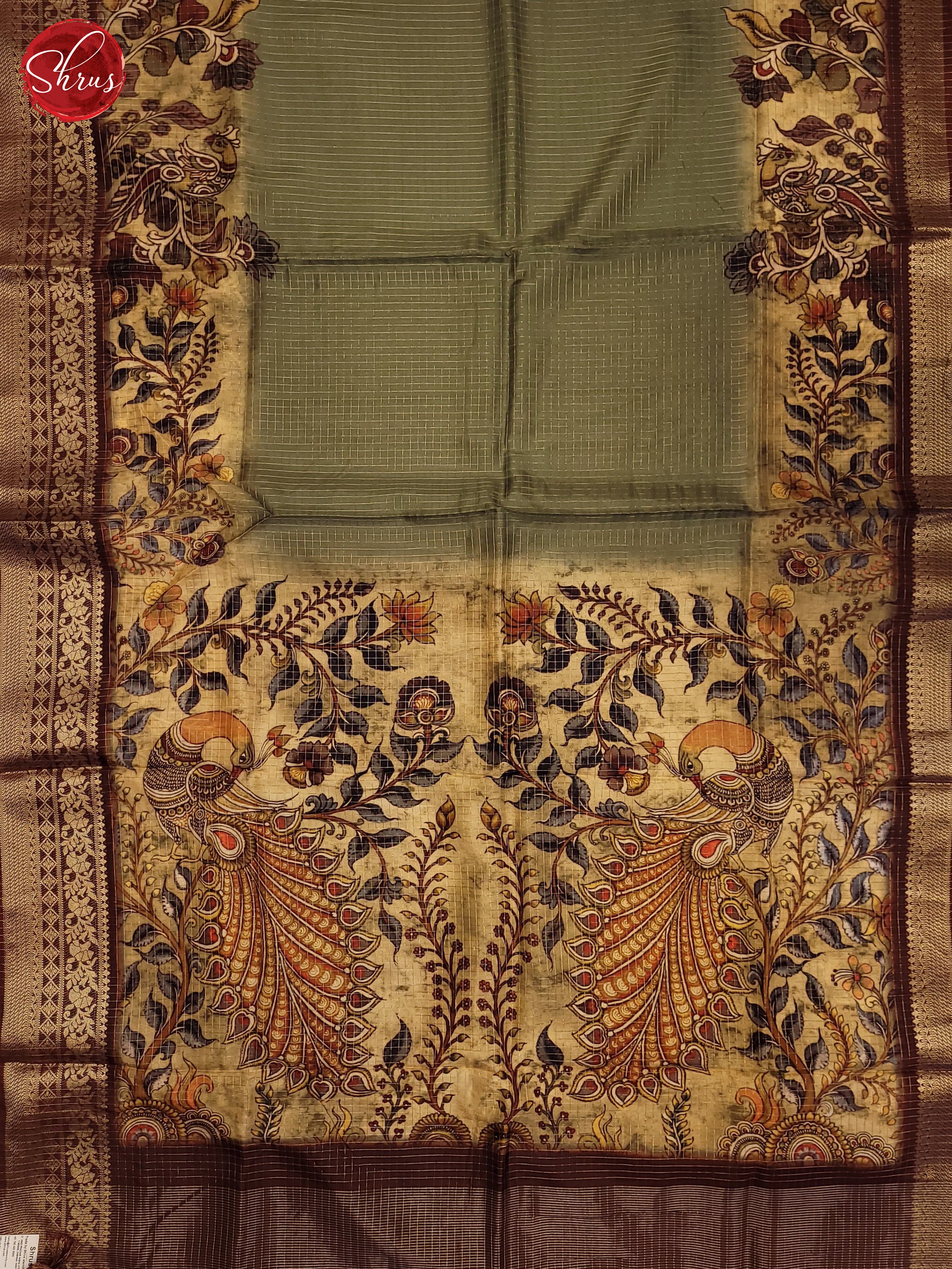 Green & Brown - Semi Crepe Saree - Shop on ShrusEternity.com