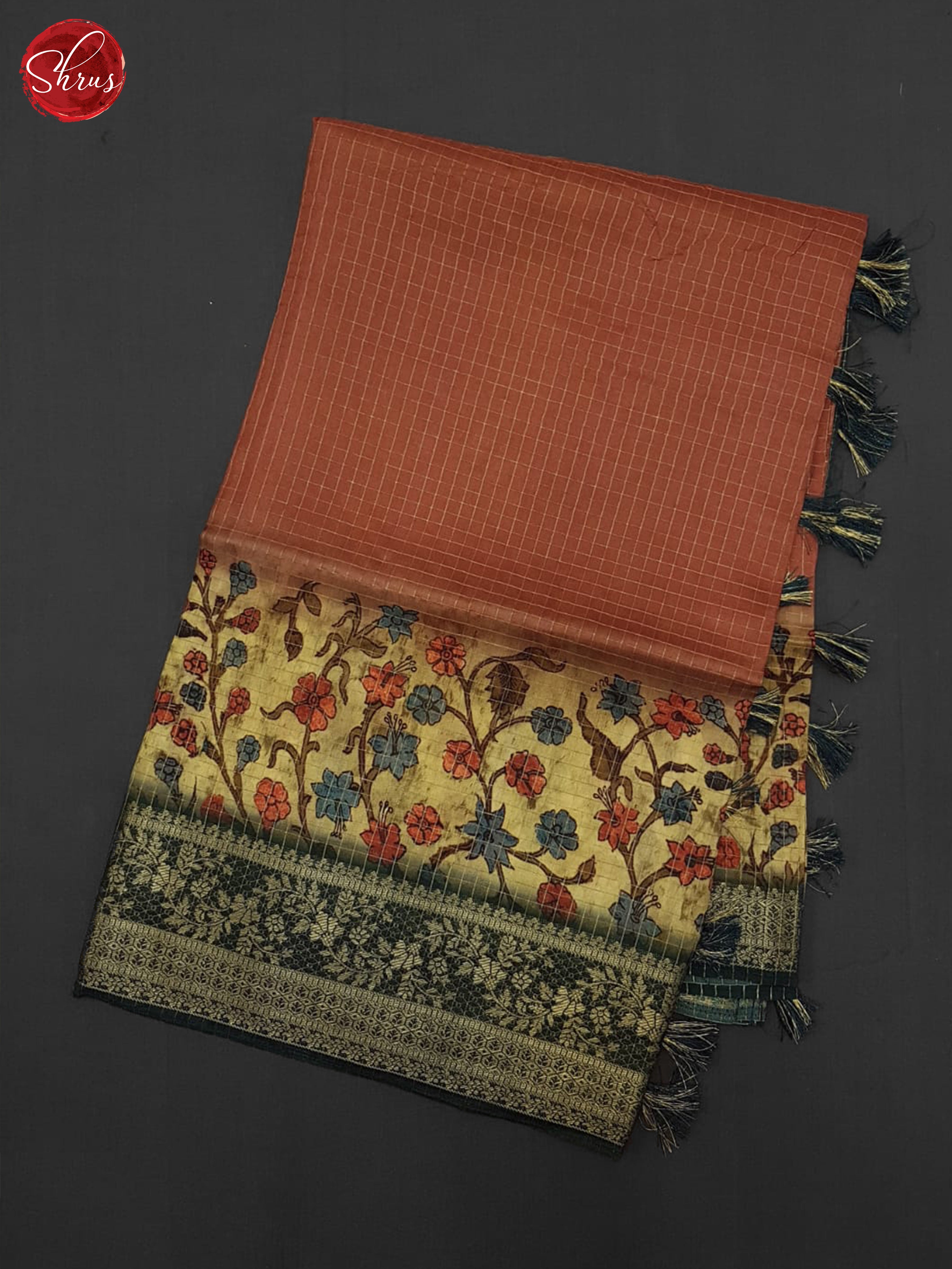 Brown & Green - Semi Crepe Saree - Shop on ShrusEternity.com