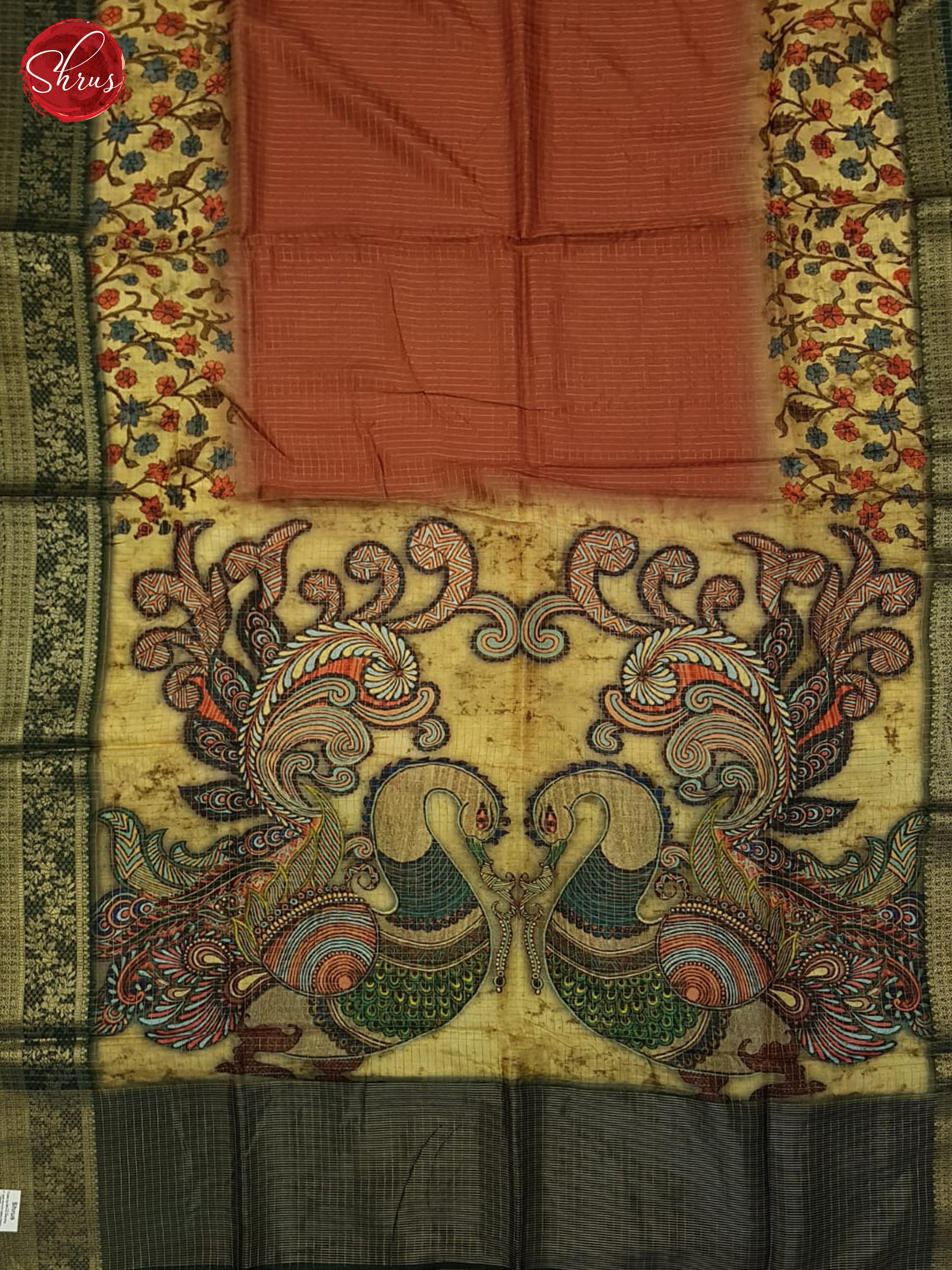 Brown & Green - Semi Crepe Saree - Shop on ShrusEternity.com