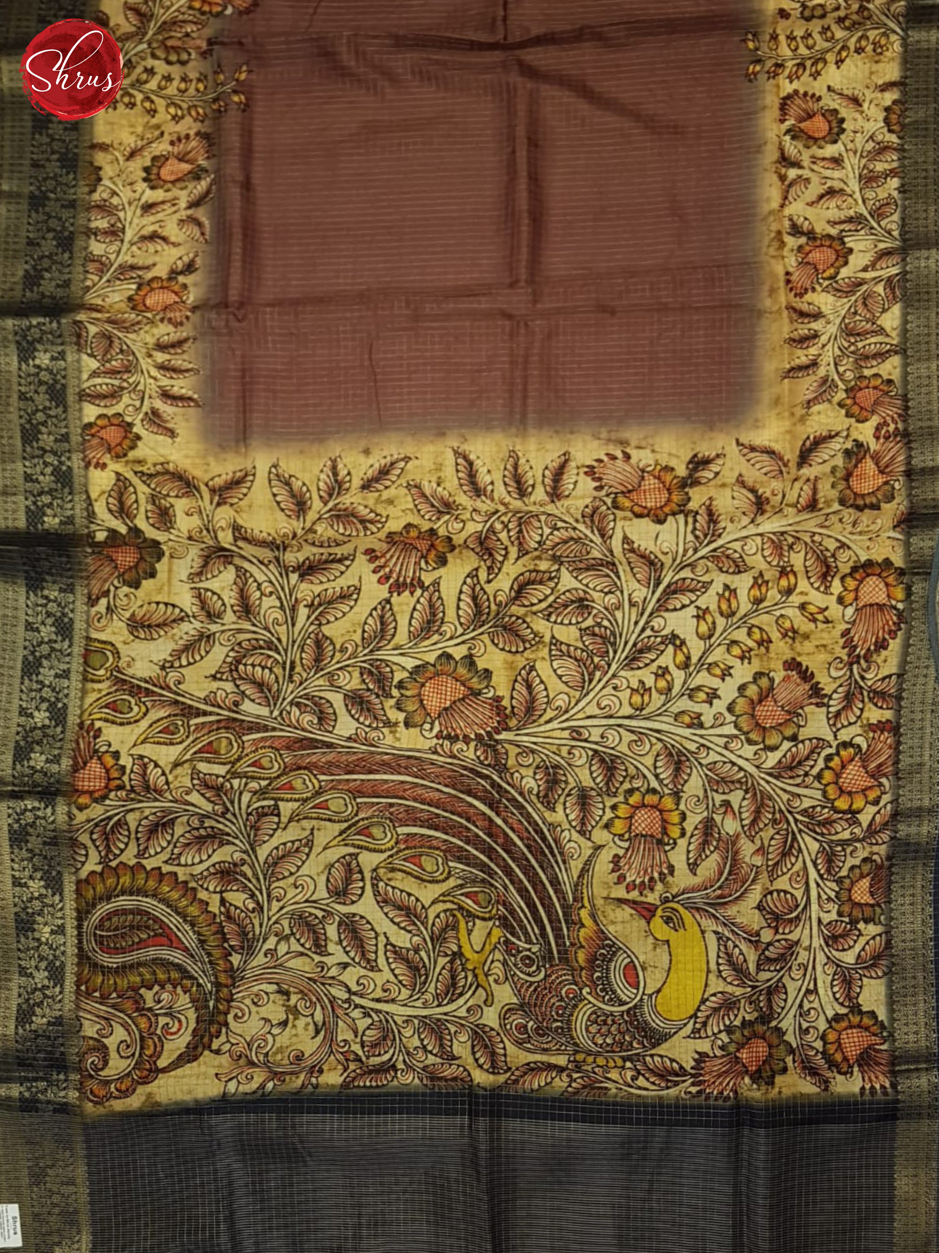 Brown & Blue - Semi Crepe Saree - Shop on ShrusEternity.com