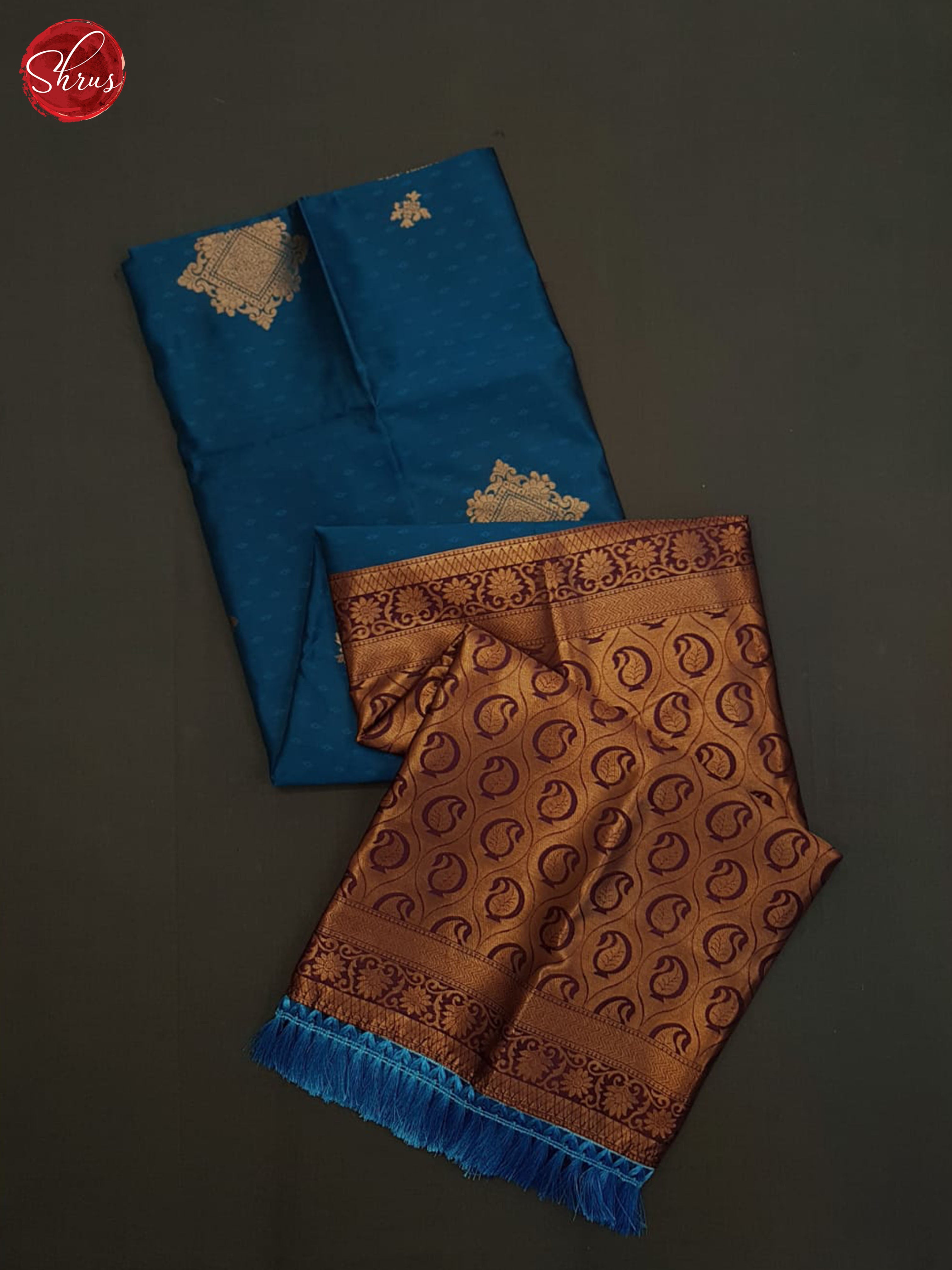 Blue And Wine‐ Semi Soft Silk Saree - Shop on ShrusEternity.com