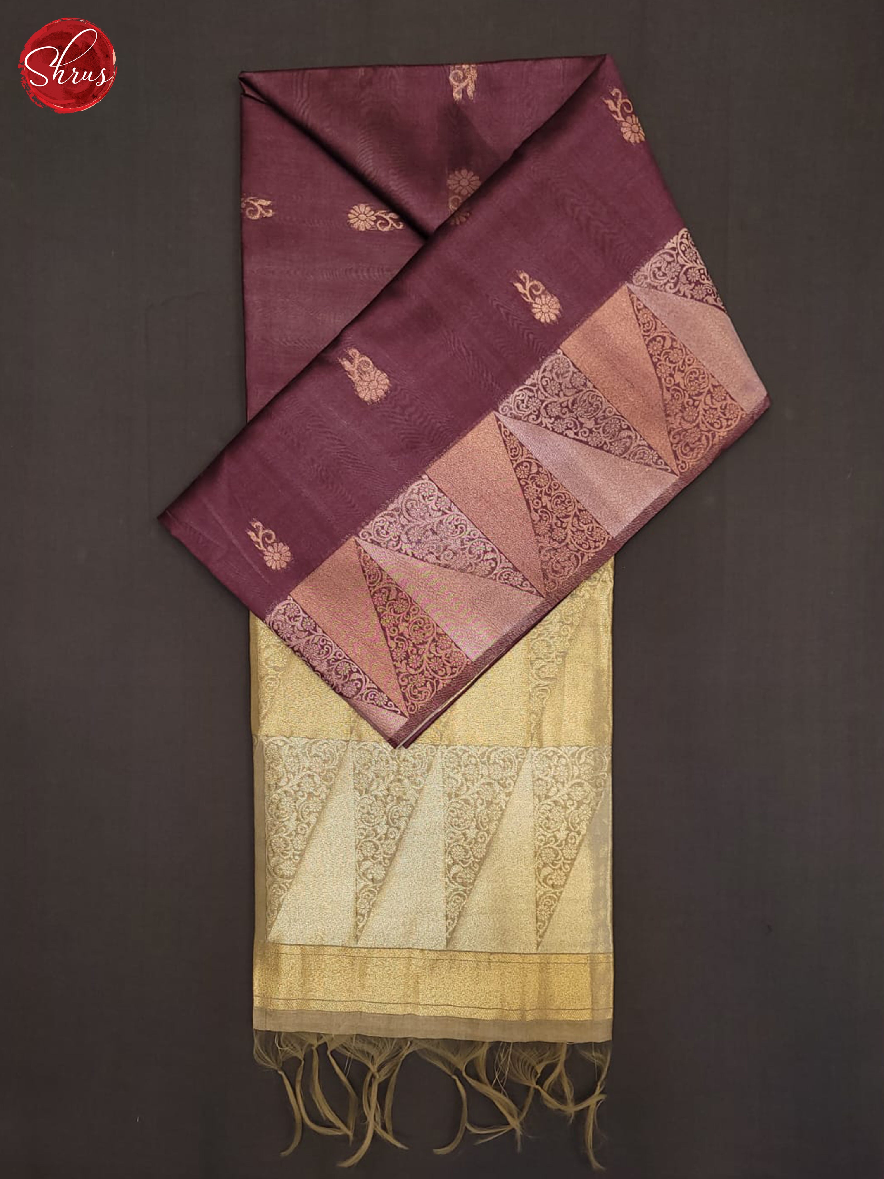wine and Grey- Semi Tussar Saree - Shop on ShrusEternity.com