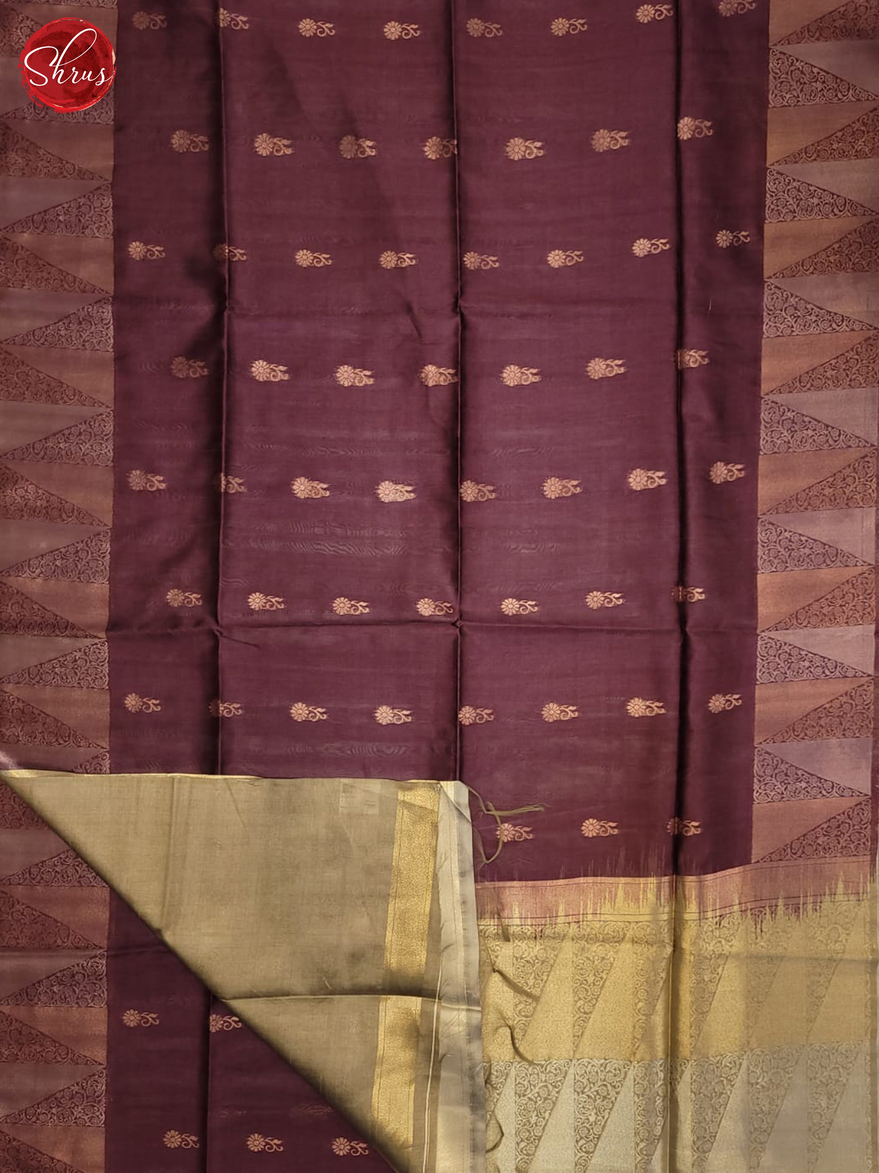 wine and Grey- Semi Tussar Saree - Shop on ShrusEternity.com