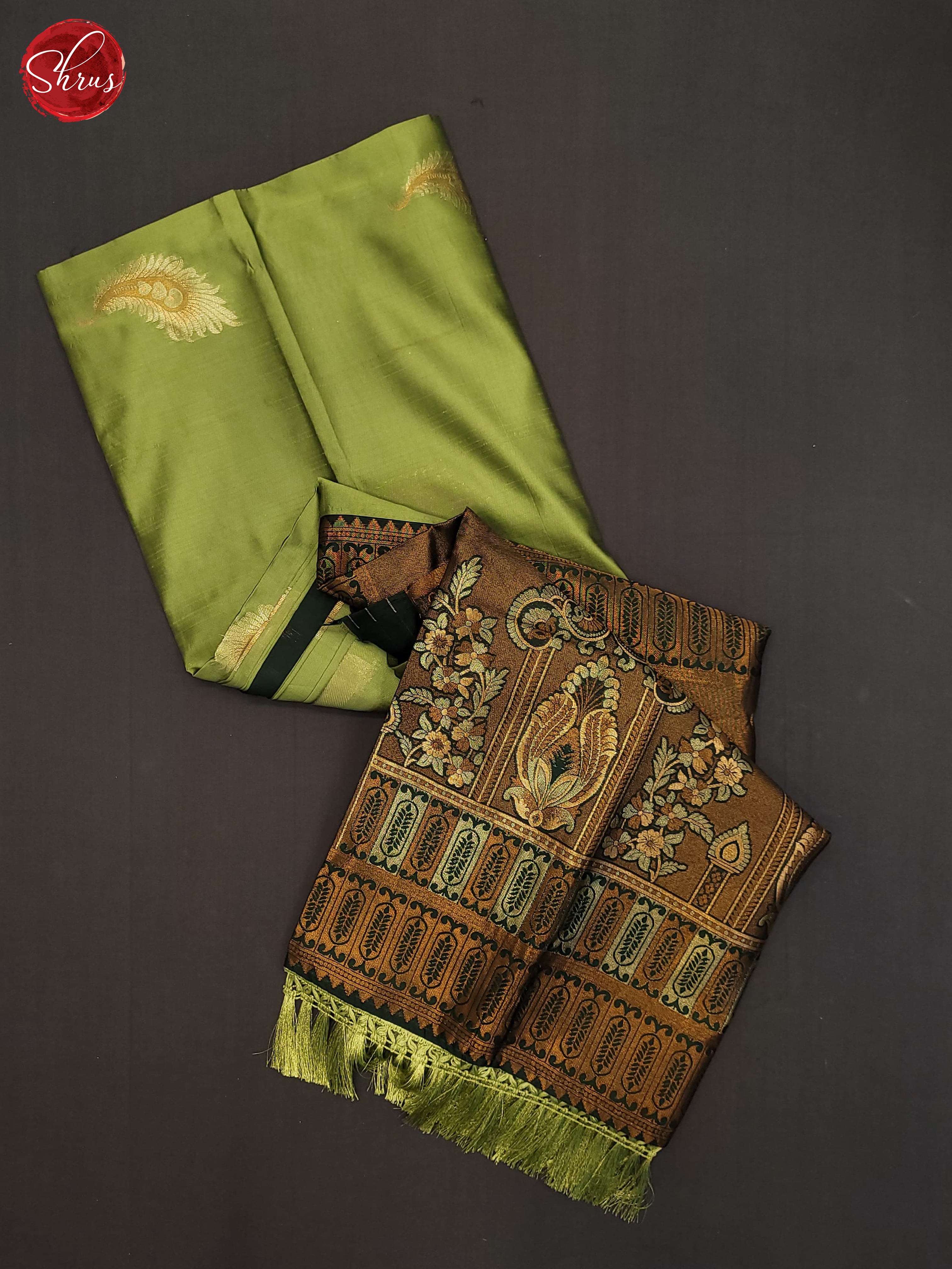 Pista Green & Green -Semi Soft Silk Saree - Shop on ShrusEternity.com