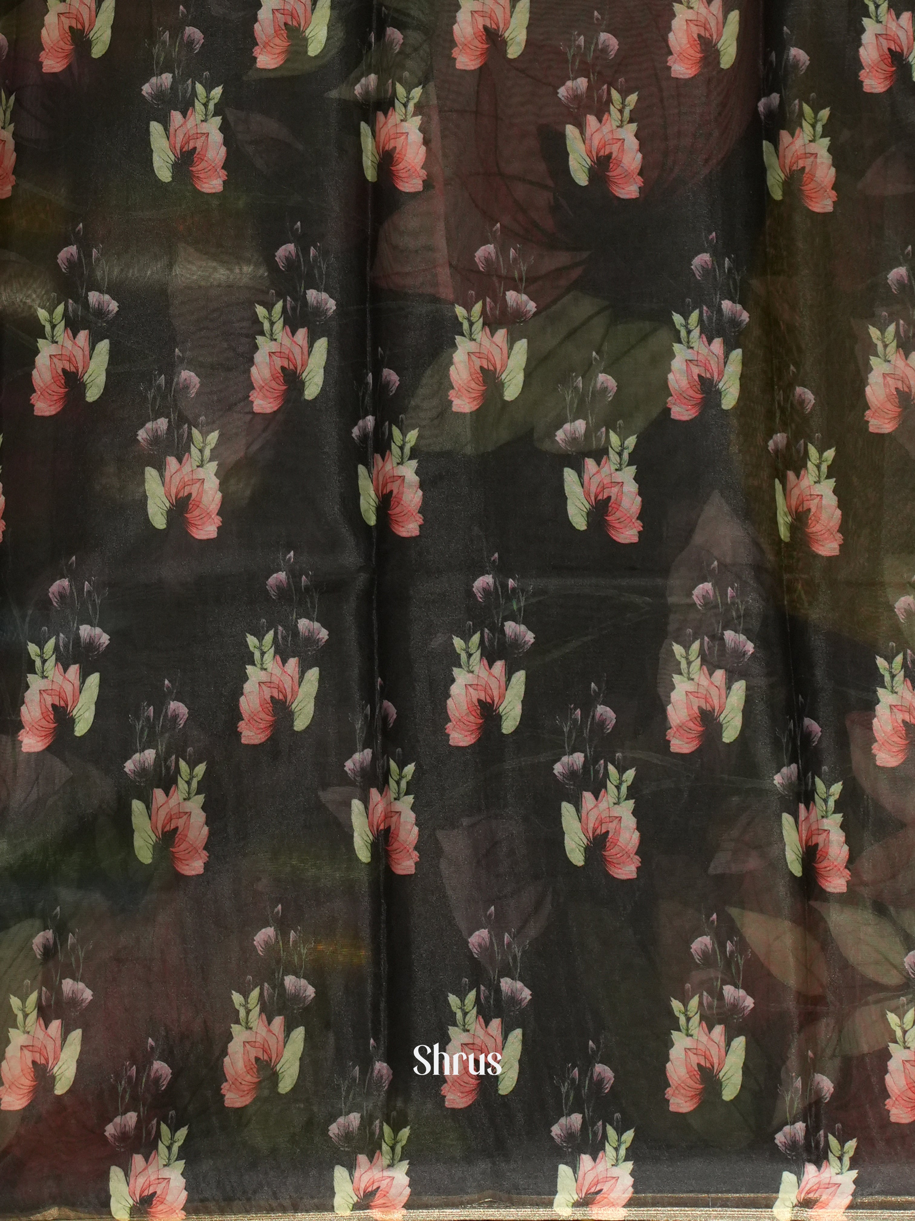 Black(Single tone)-Semi organza saree - Shop on ShrusEternity.com