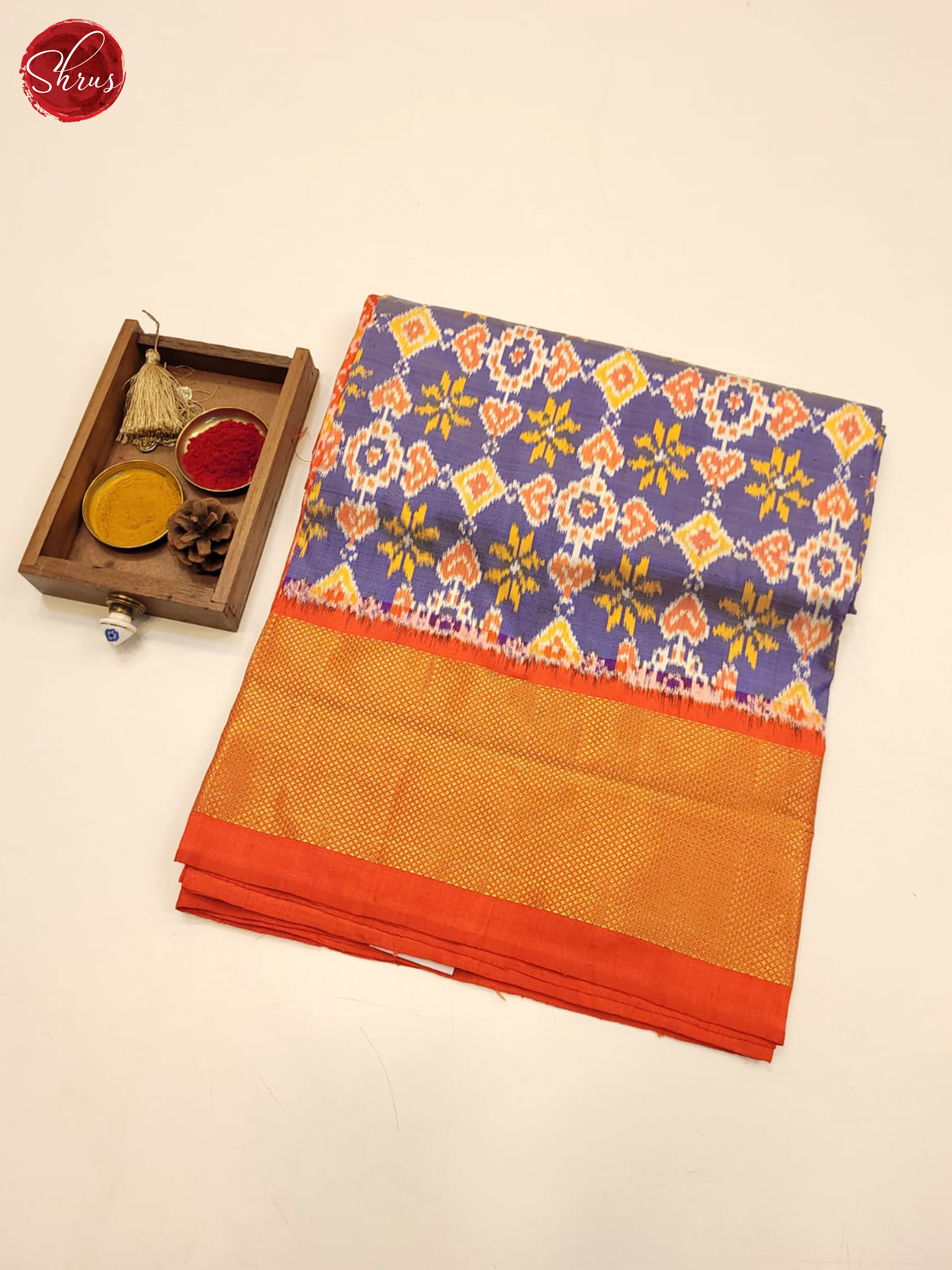 Blue and Orange- Ikkat Silk Saree - Shop on ShrusEternity.com