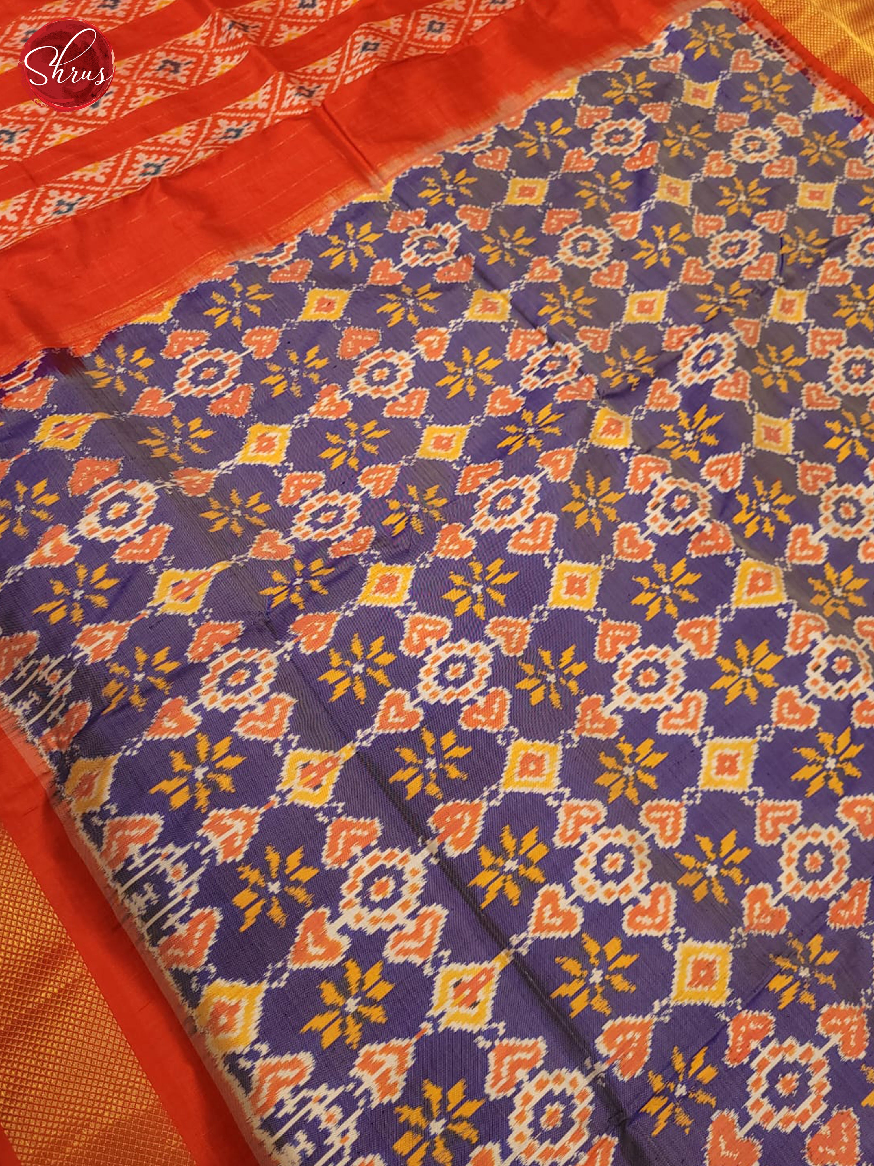Blue and Orange- Ikkat Silk Saree - Shop on ShrusEternity.com
