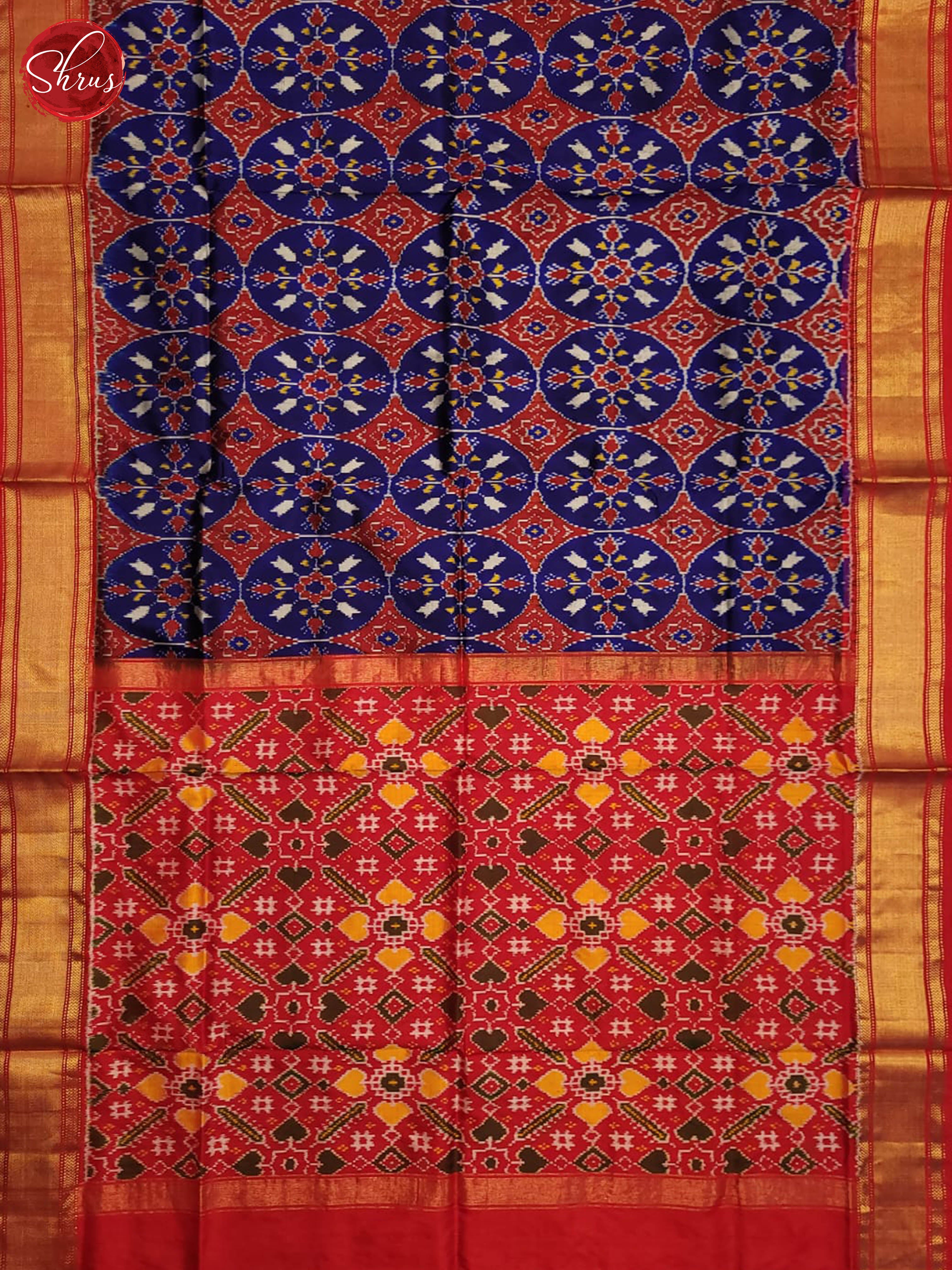 Blue and Red- Ikkat Silk Saree - Shop on ShrusEternity.com