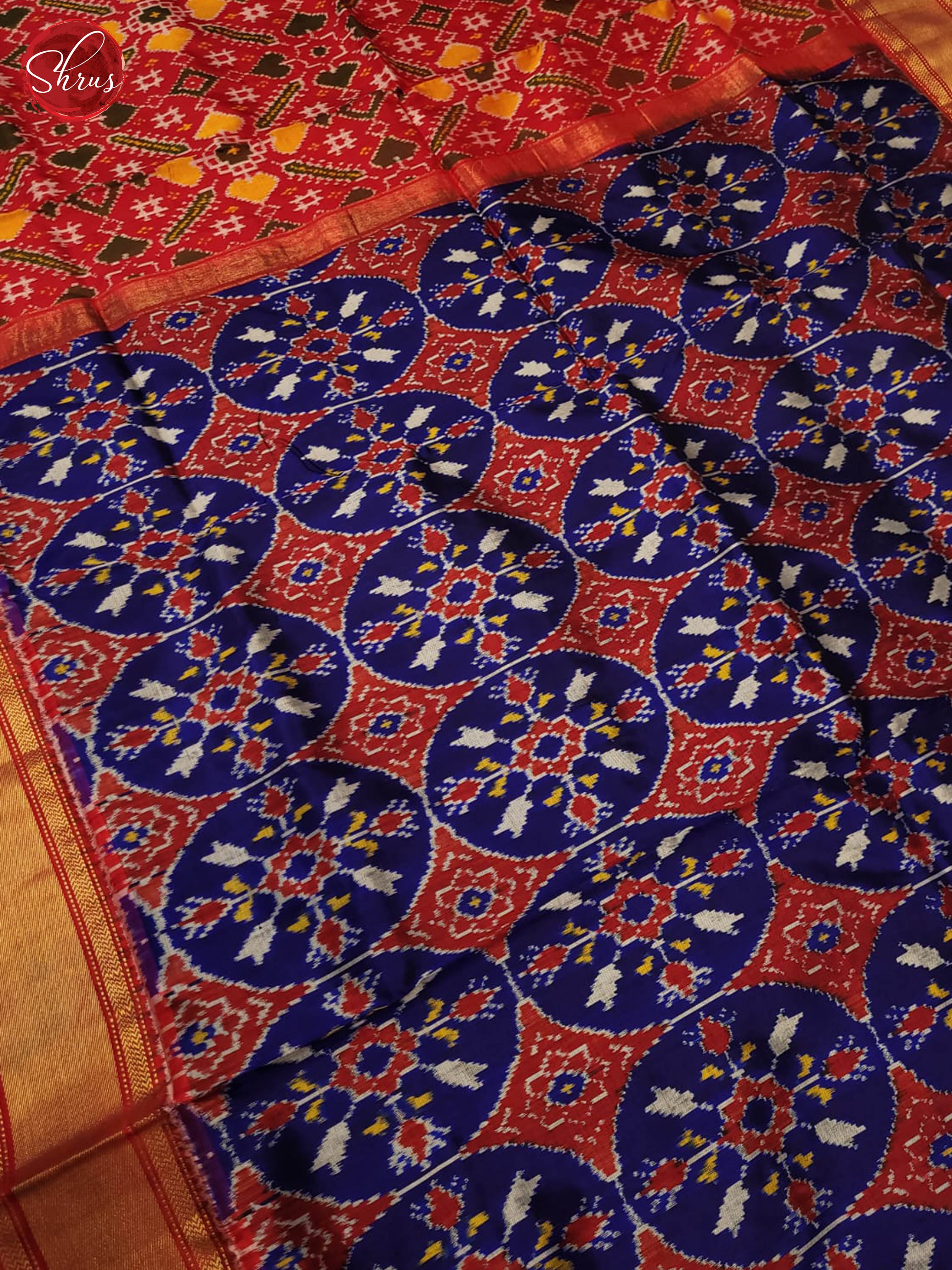 Blue and Red- Ikkat Silk Saree - Shop on ShrusEternity.com