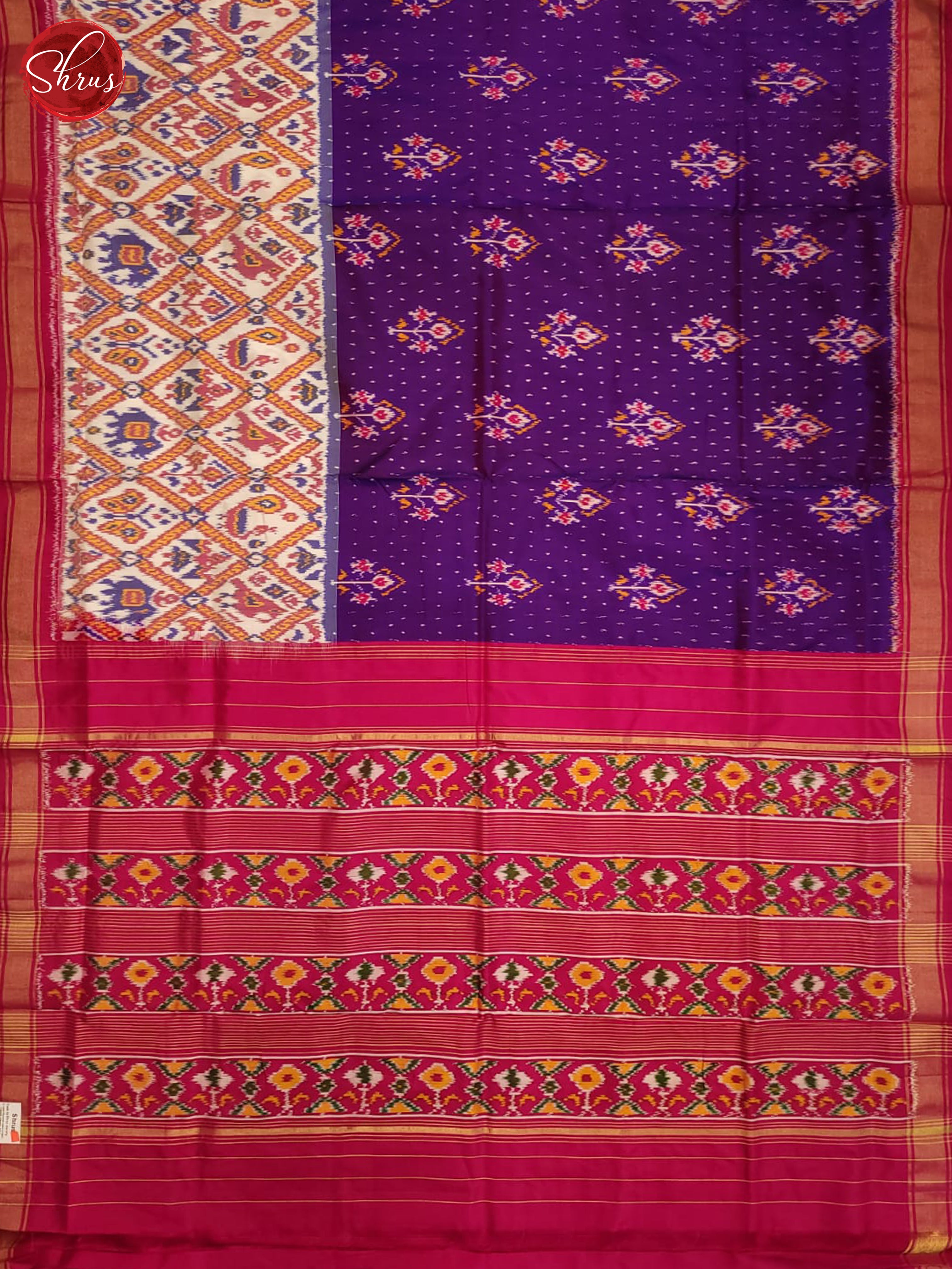violet and pink- Ikkat Silk Saree - Shop on ShrusEternity.com